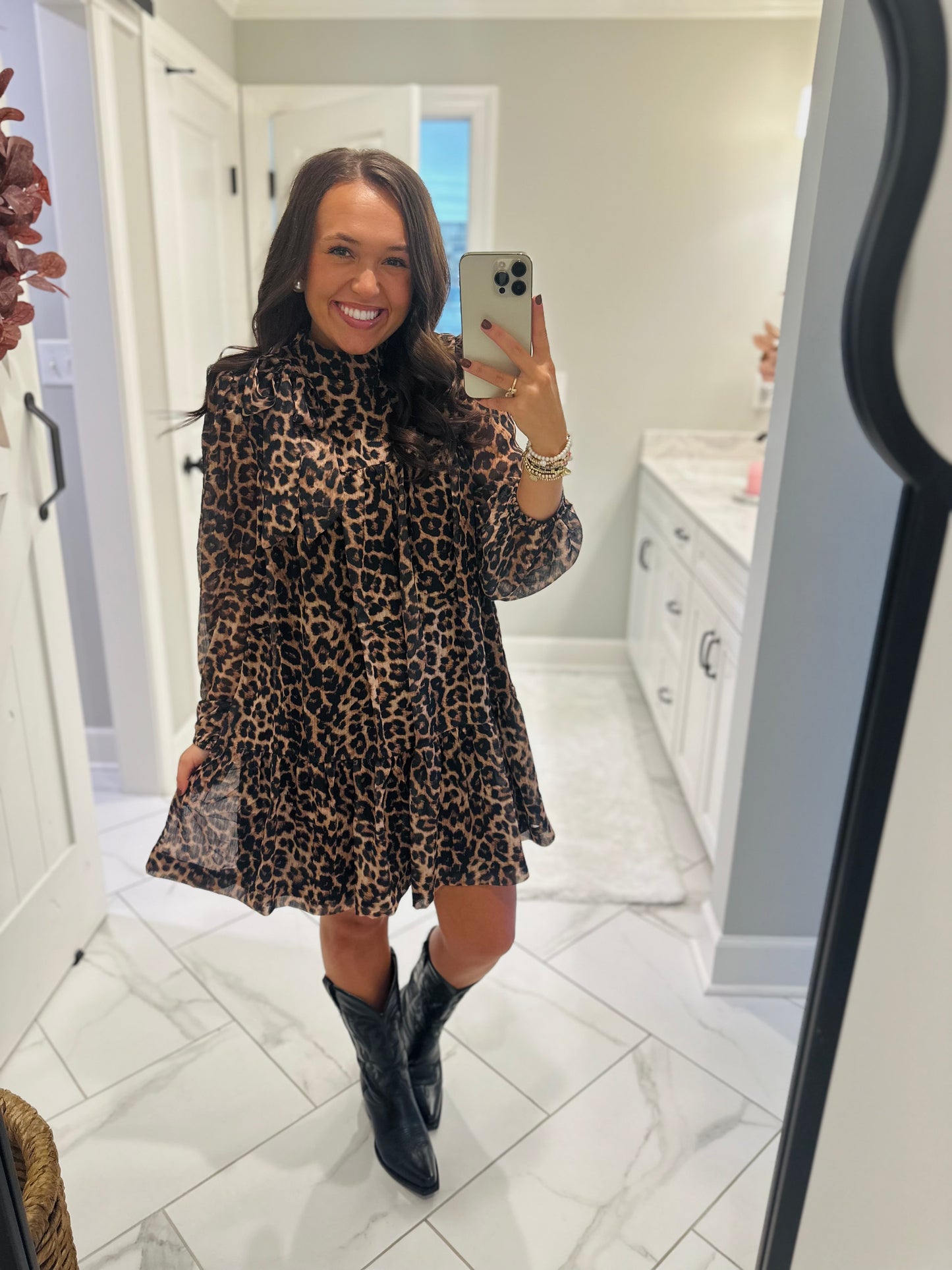 The Della Leopard Bow Dress