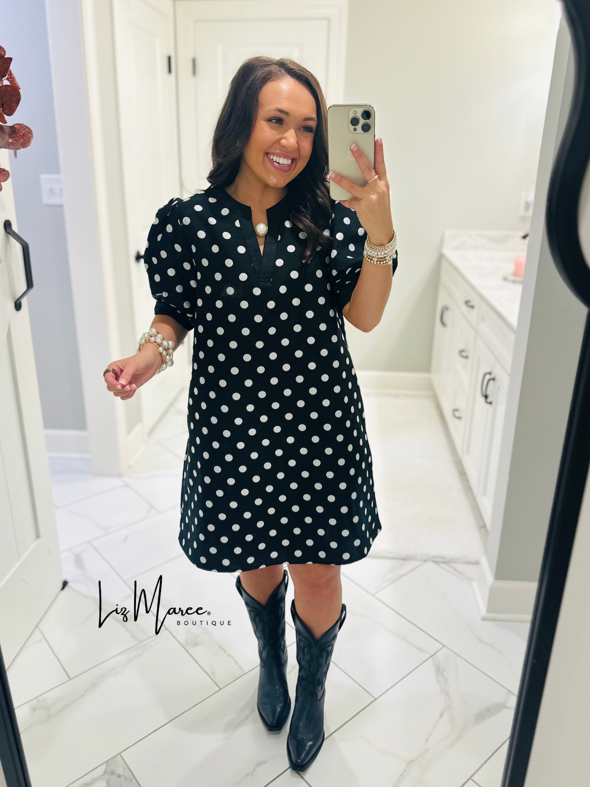 The Baylie Black Polka Dot Dress