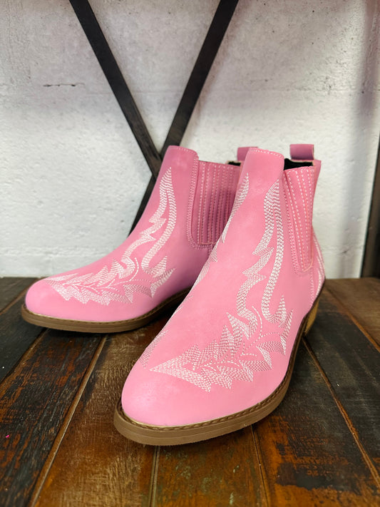 The Montana Pink Western Bootie