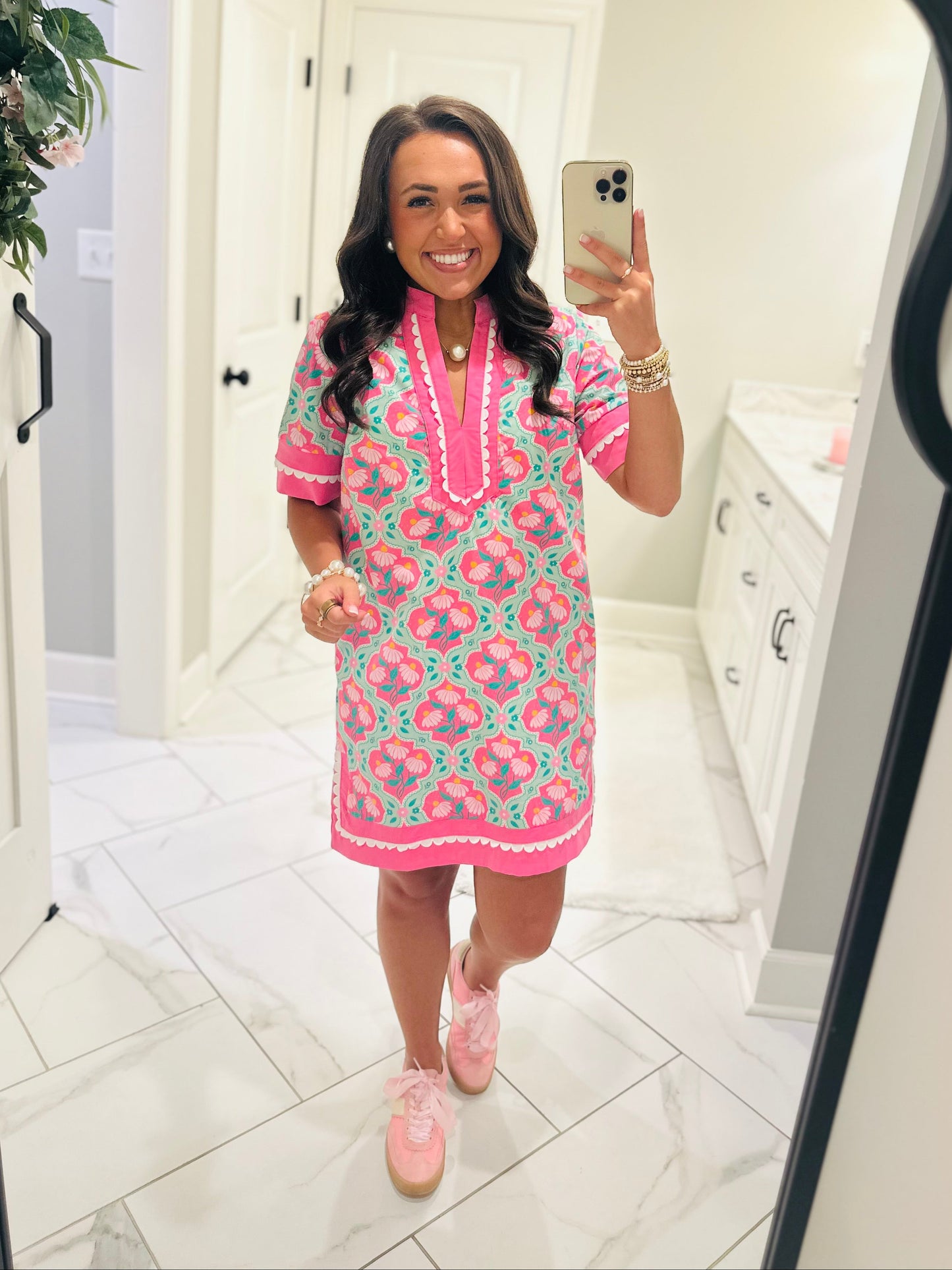 The Emma Pink Floral Shift Dress