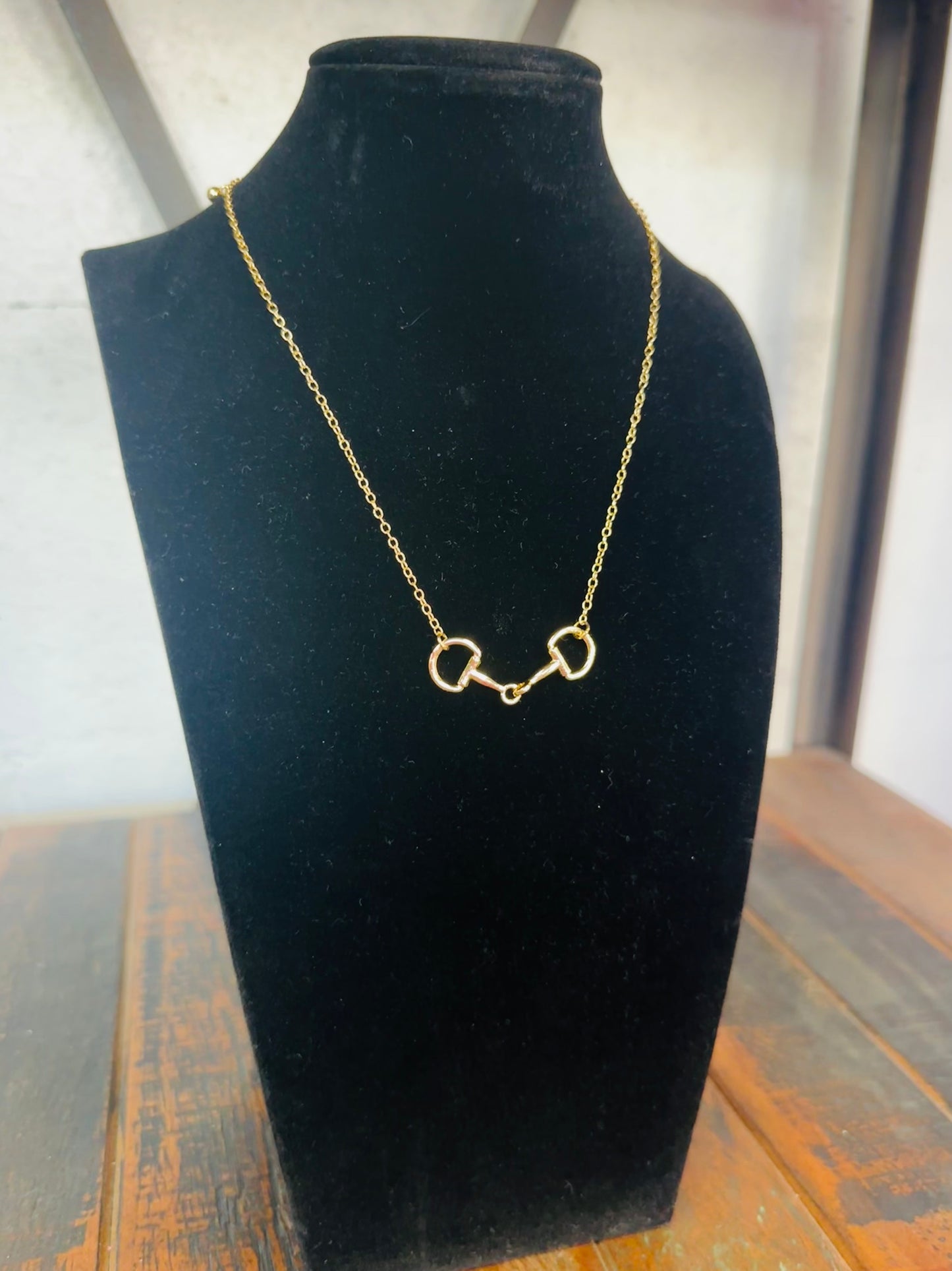 Gold Linked Horsebit Necklace