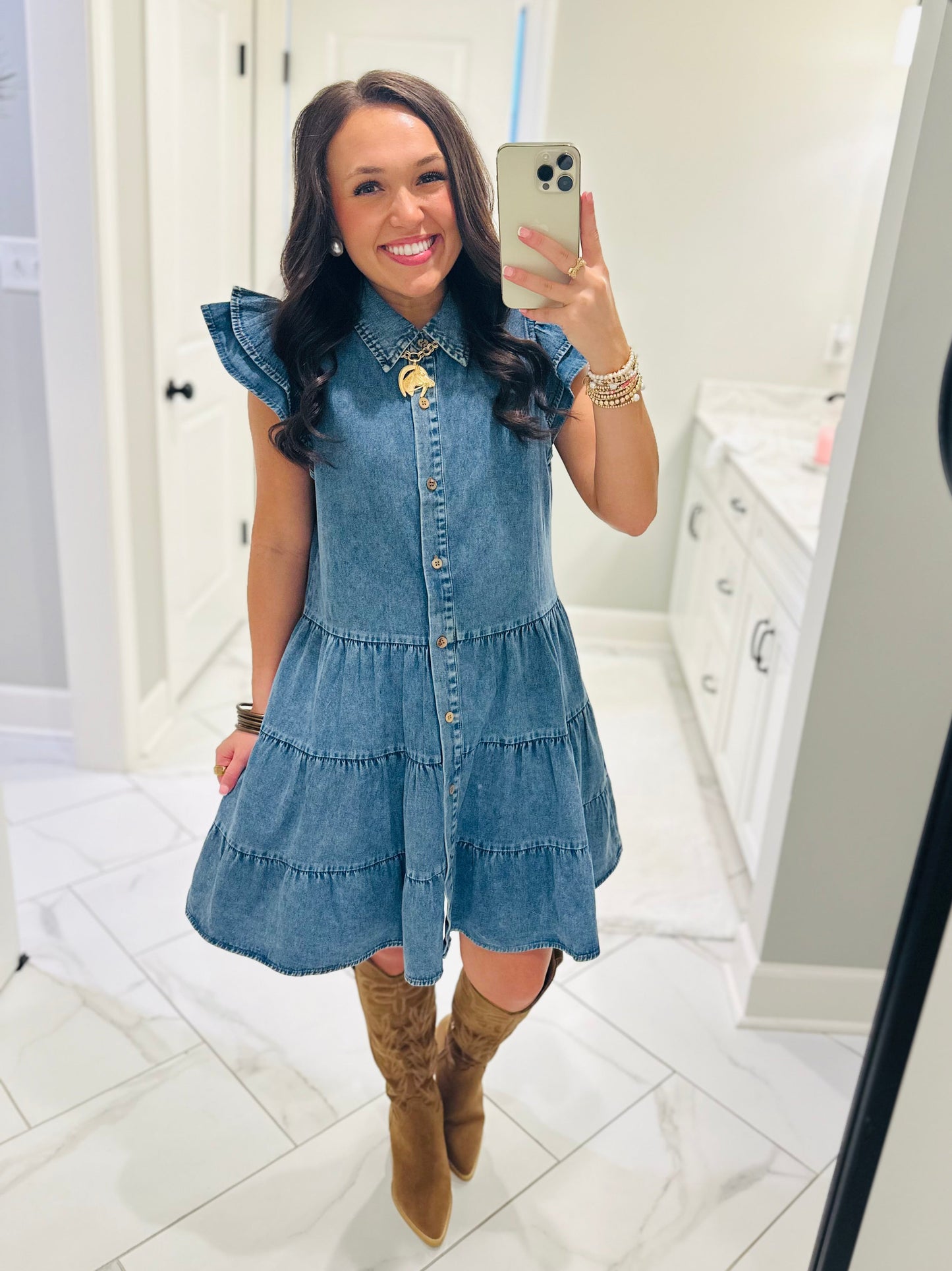 The Payton Denim Tiered Dress