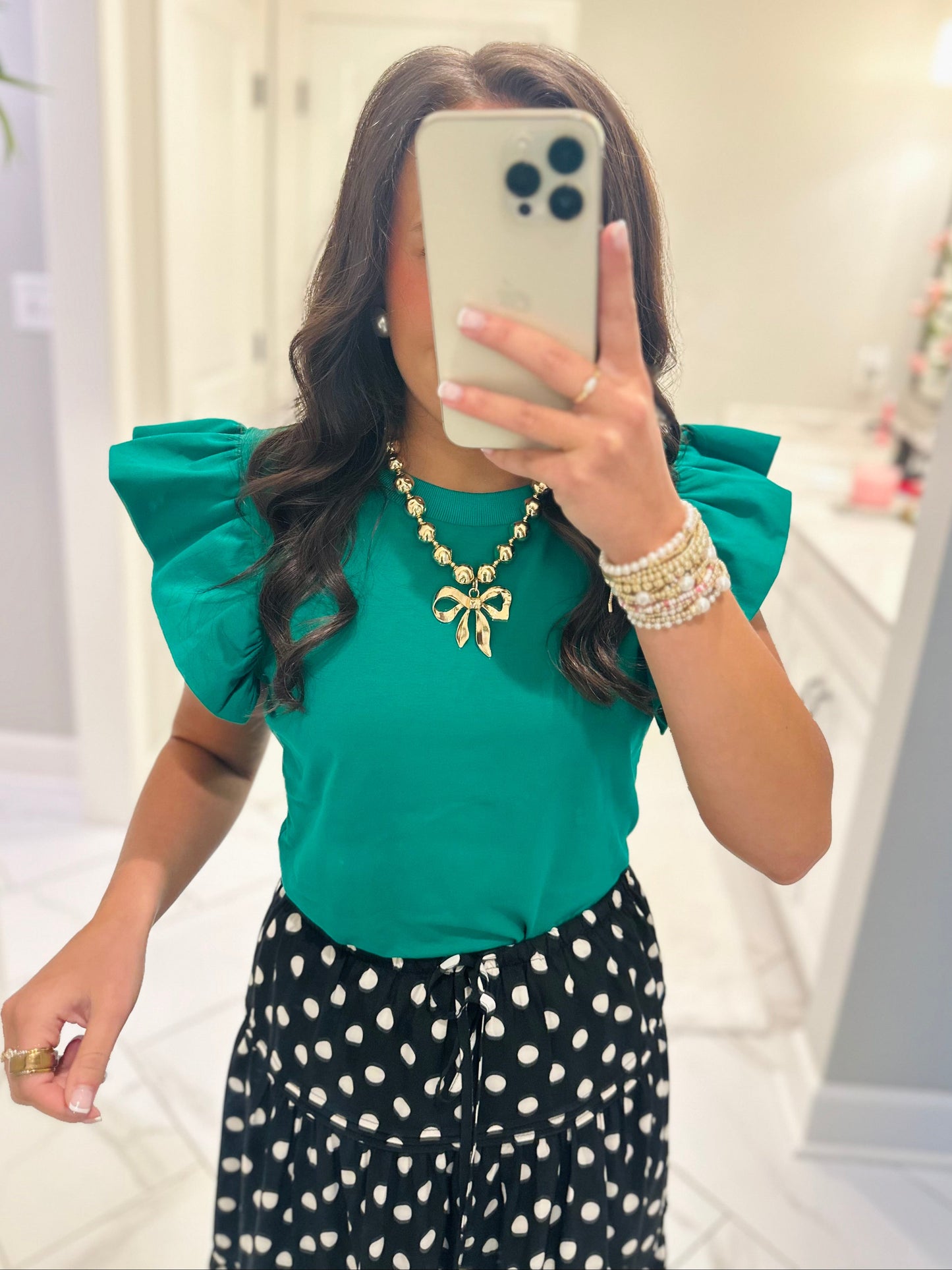 The Tillie Kelly Green Ruffled Sleeve Top