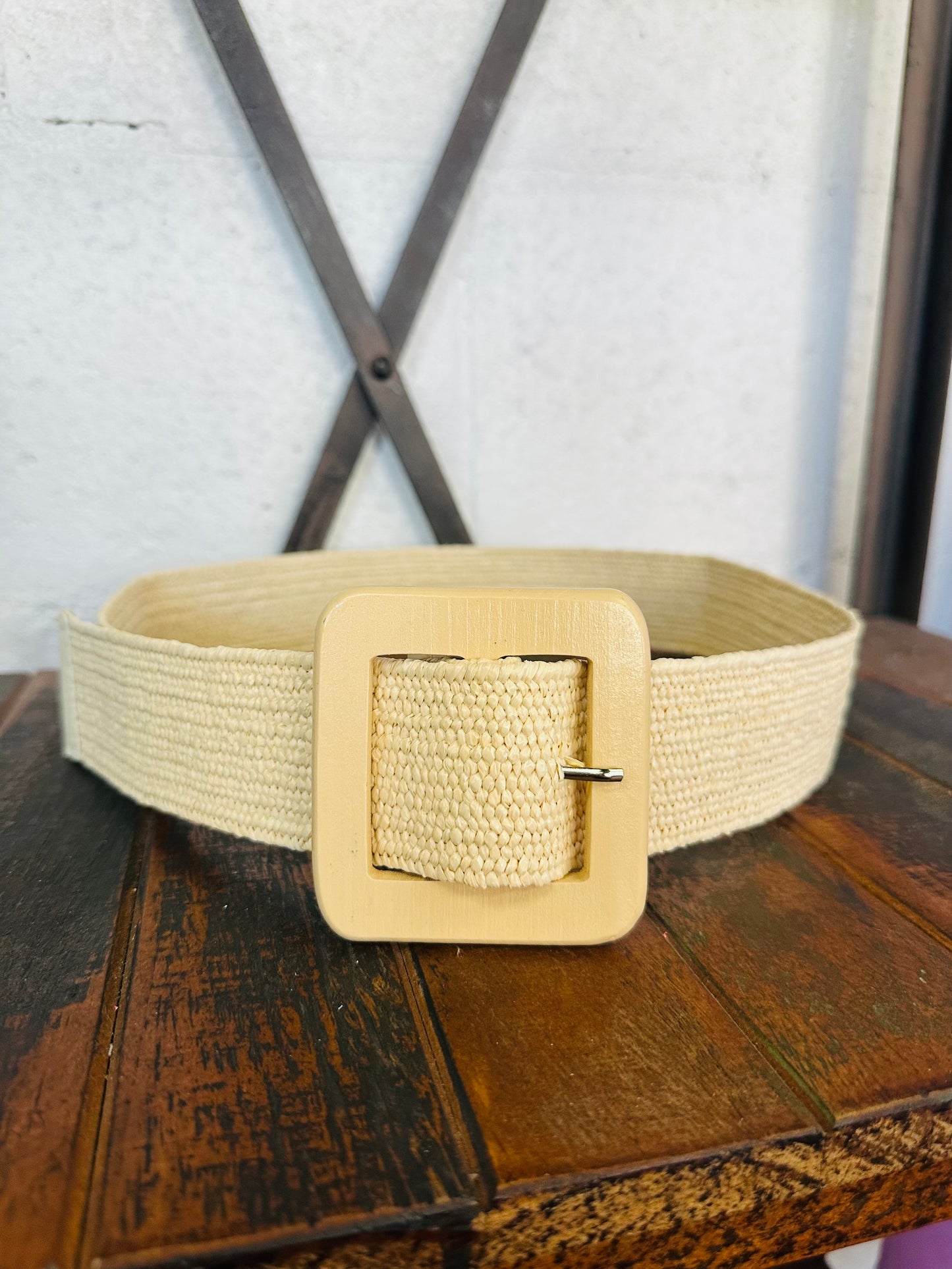 Woven Raffia Square Belt