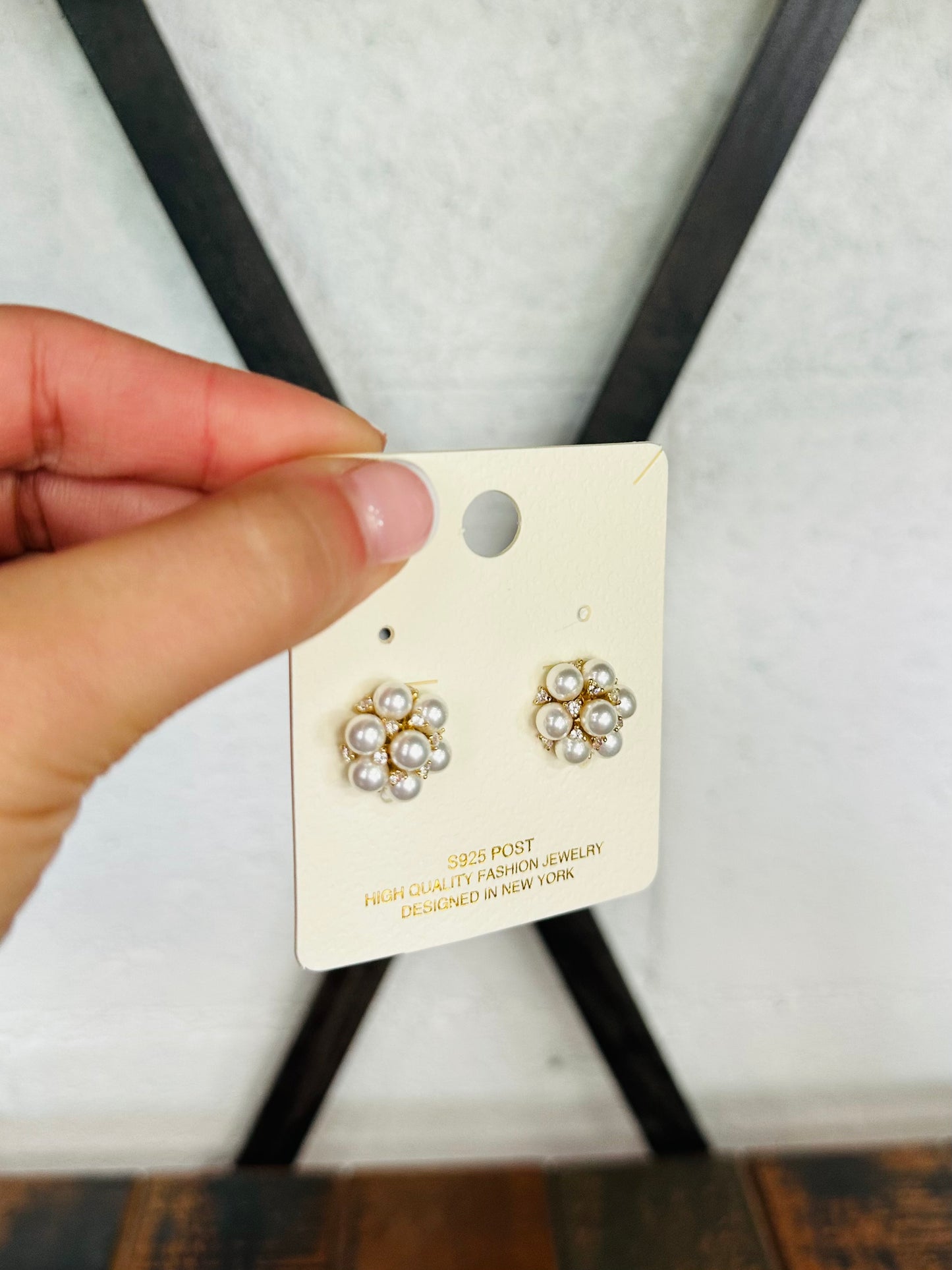 Pearl Round Cluster Stud Earring