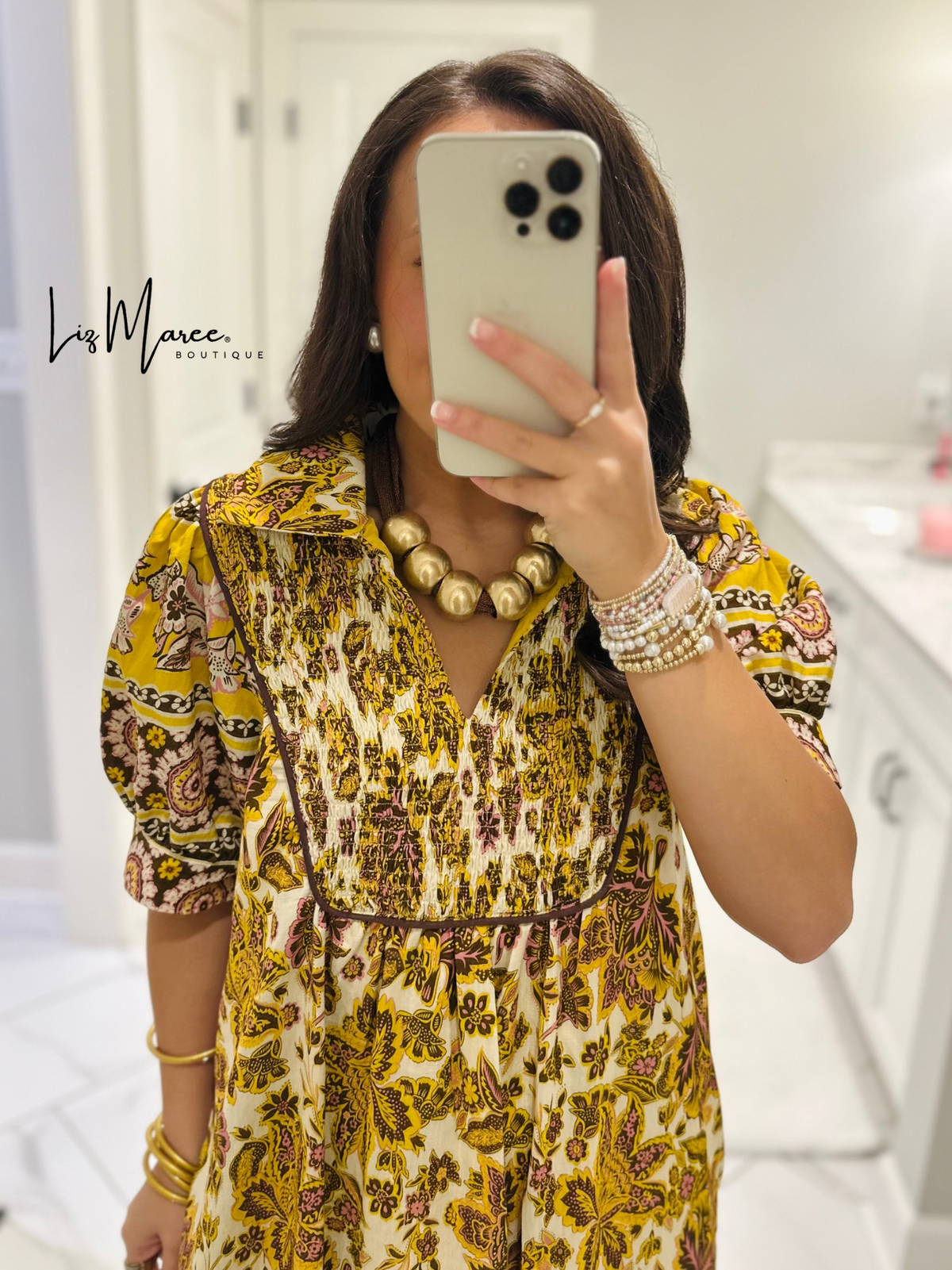 The Phoebe Golden Yellow Floral Midi Dress