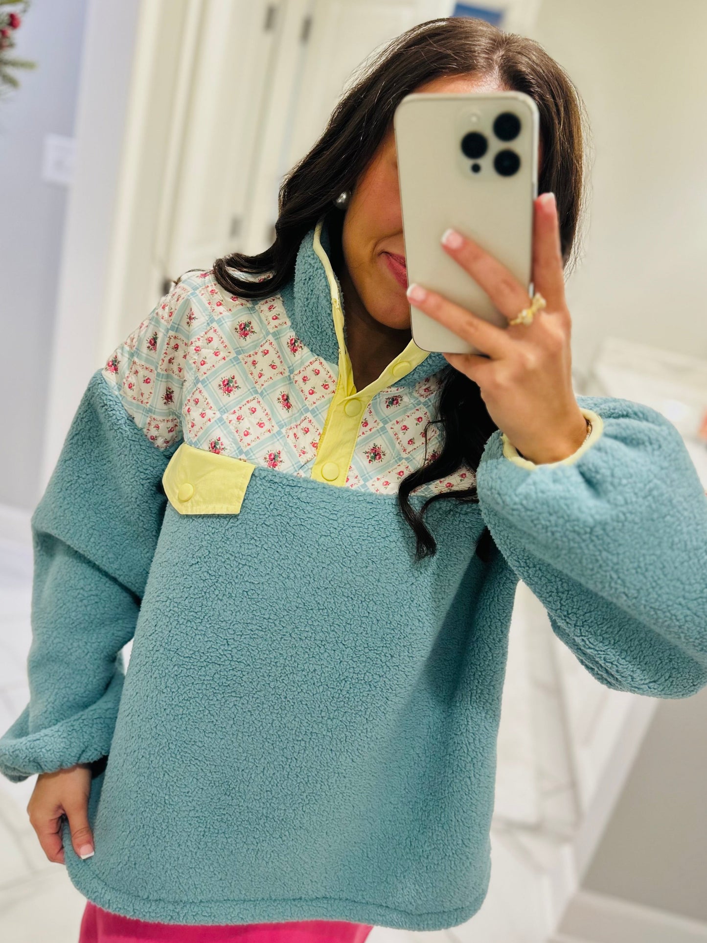 The Posie Floral Quilted Fleece Pullover