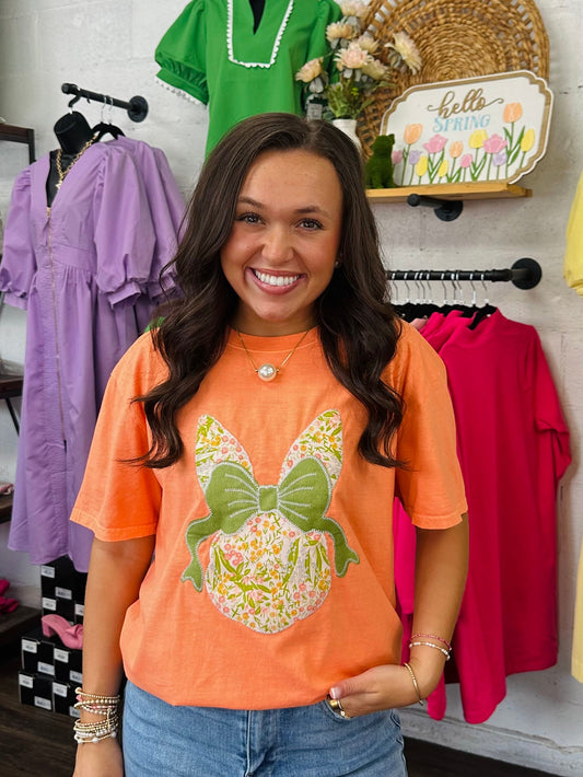 The Hippity Hoppity Bunny Bow Embroidered Tee