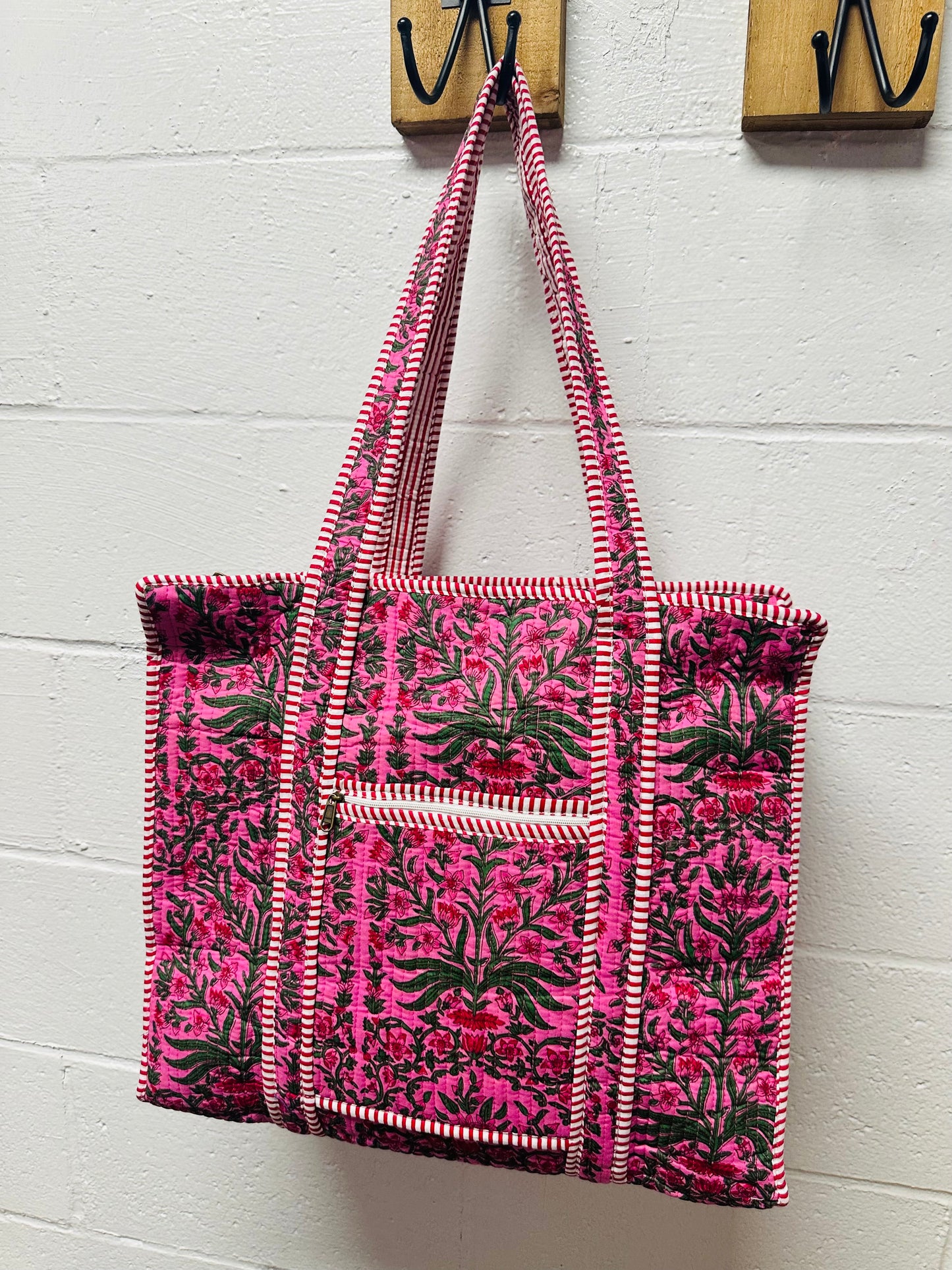 The Pink Florals Quilted Tote Bag