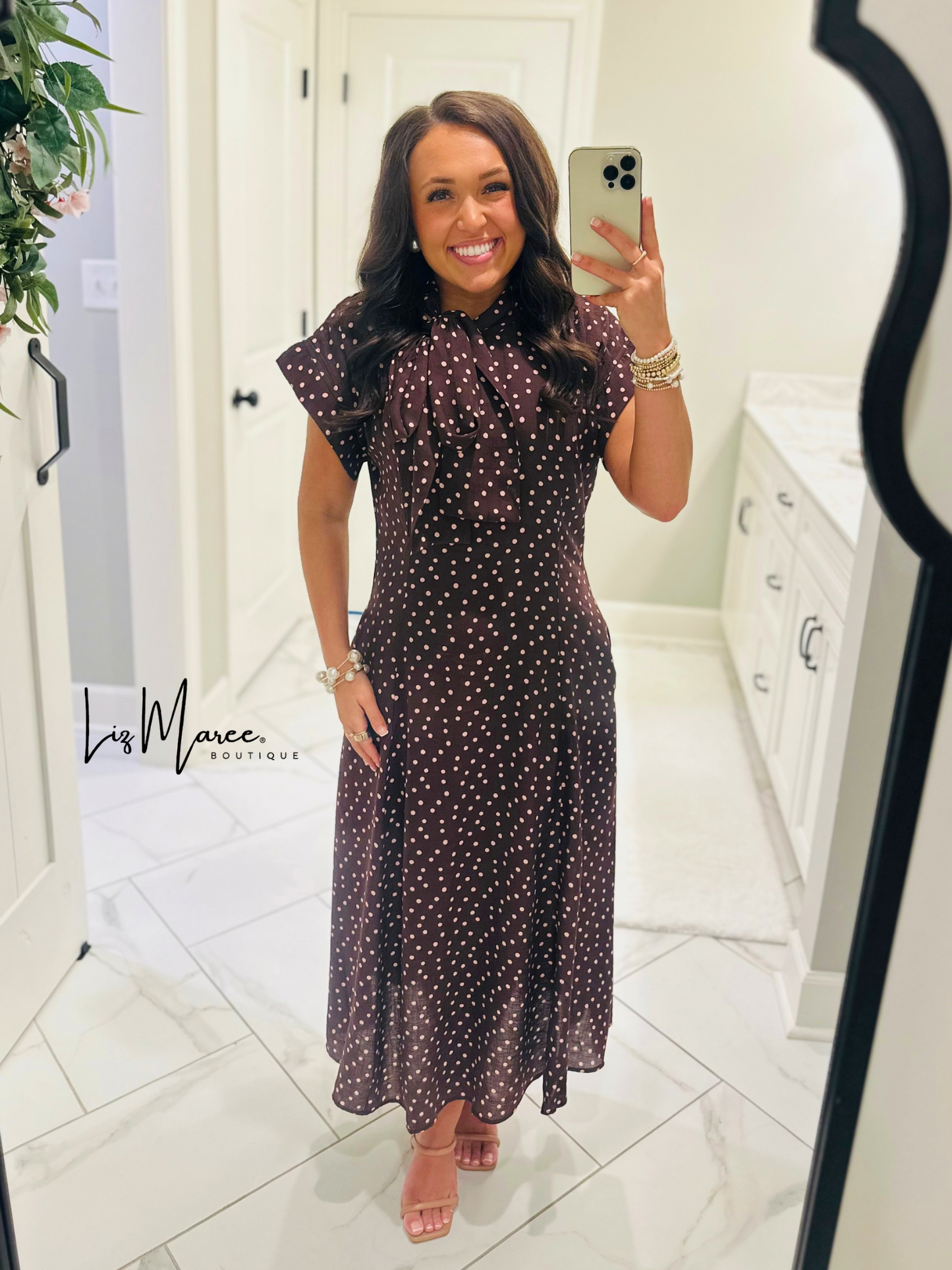 The Margo Burgundy Polka Dot Midi Dress