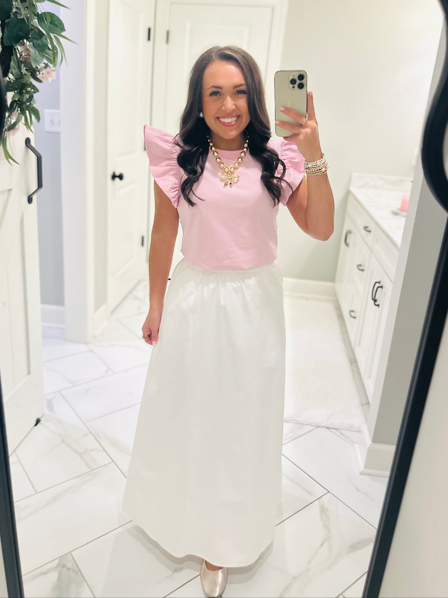 The Tillie Baby Pink Ruffled Sleeve Top