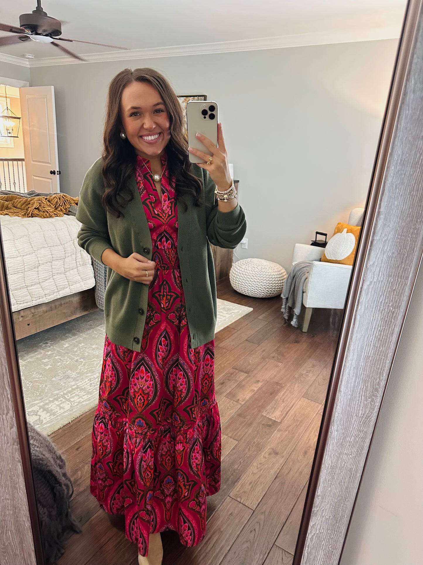 The Azura Berry Pink Floral Poplin Maxi Dress