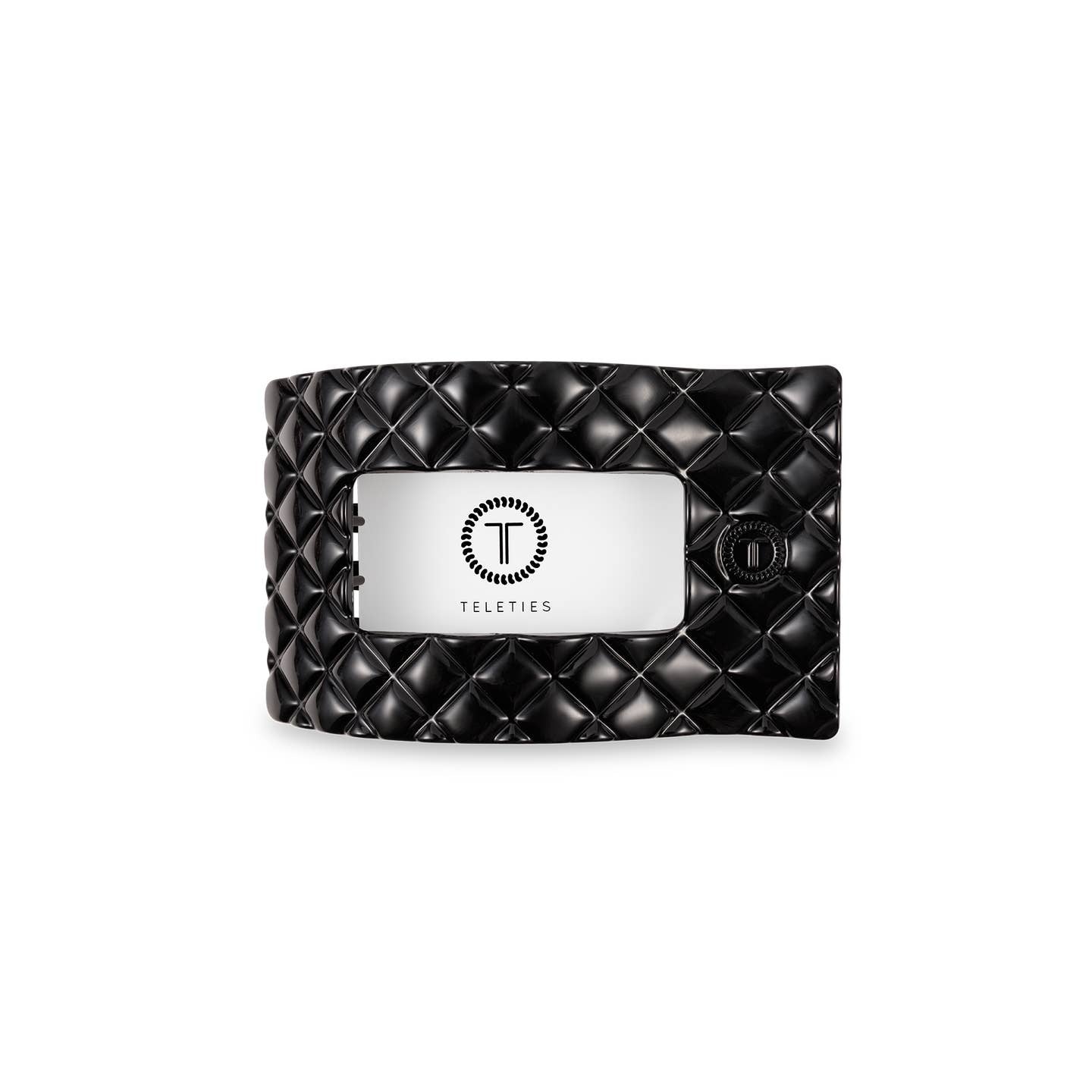 Jet Black Quilted Rectangle Flat Hair Clip