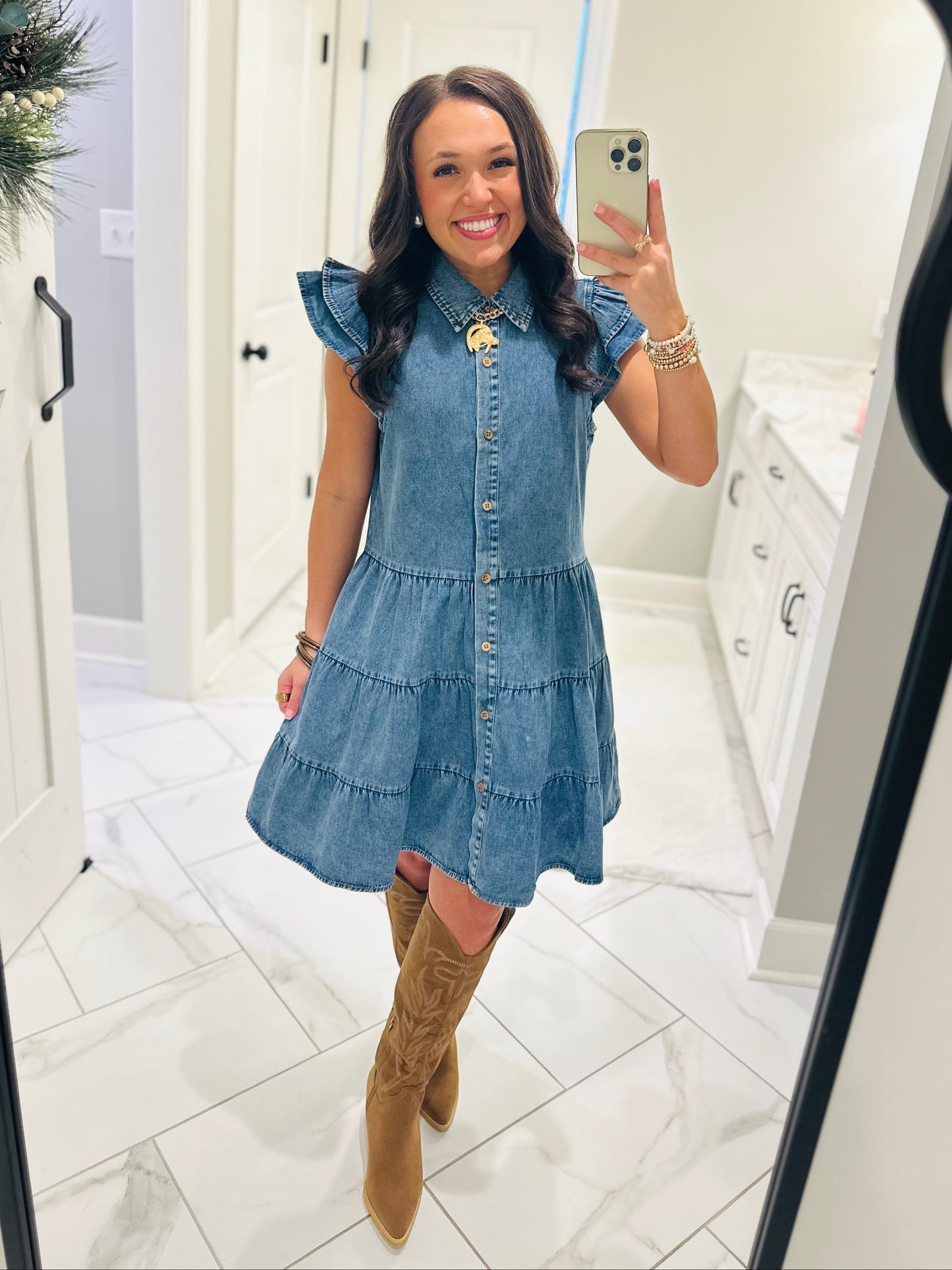 The Payton Denim Tiered Dress