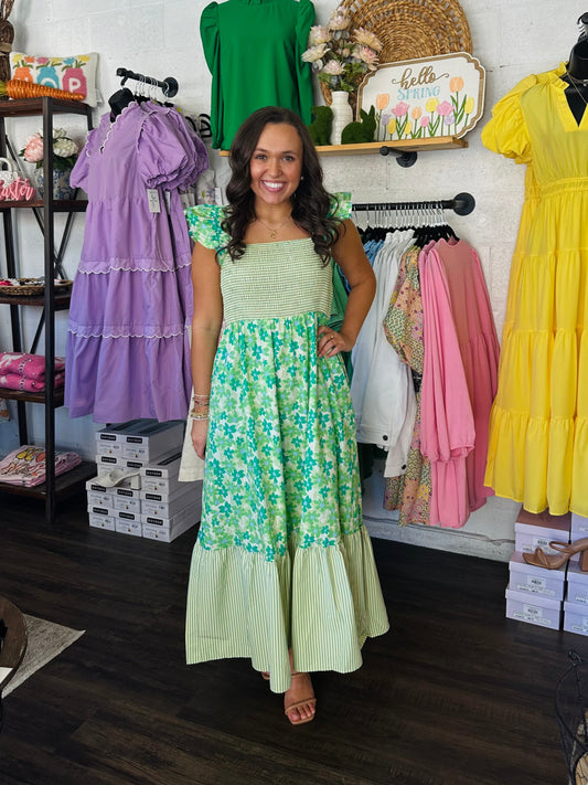 The Magnolia June Green Midi Dress