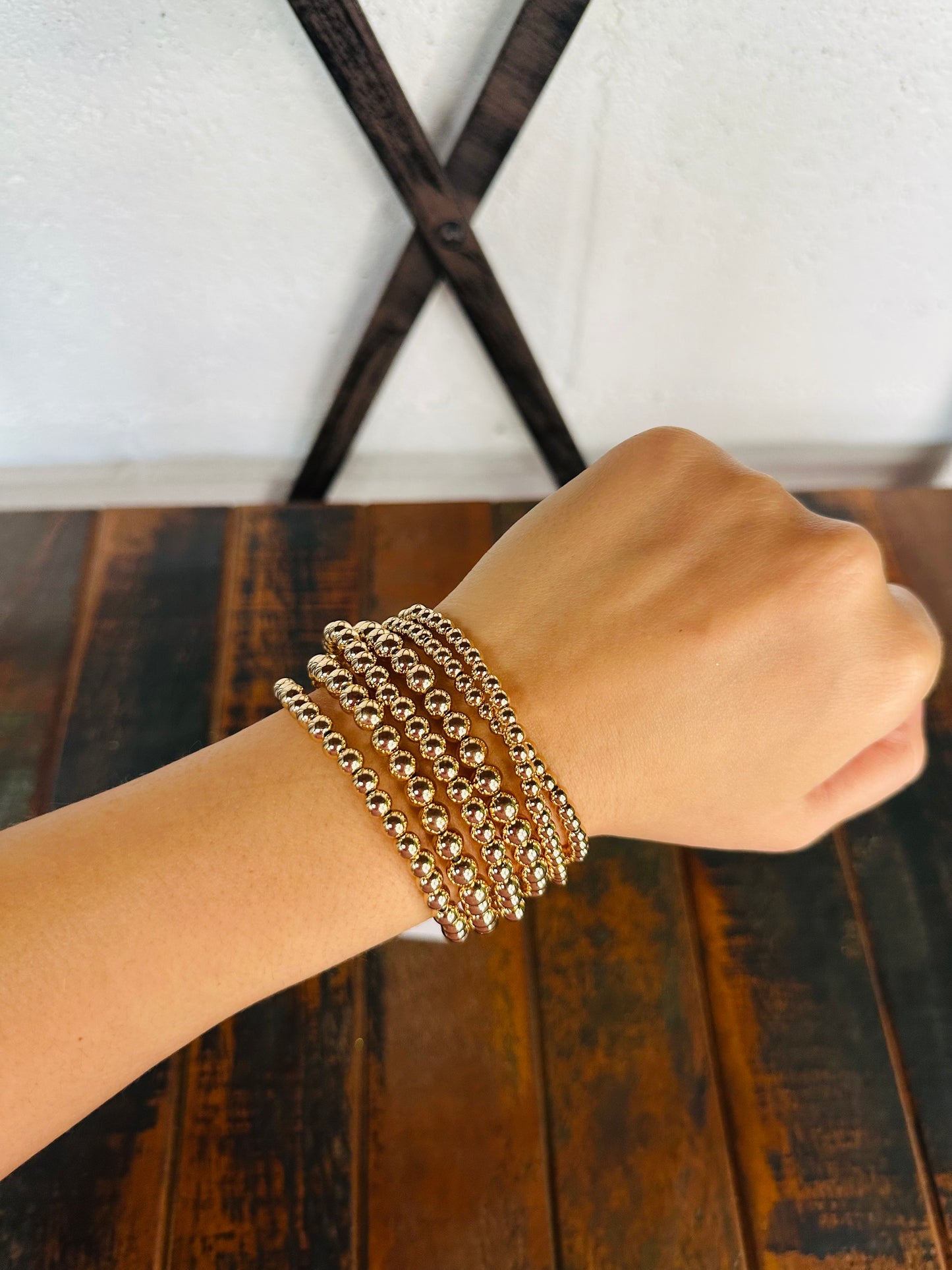 Gold Beaded Bracelet Set