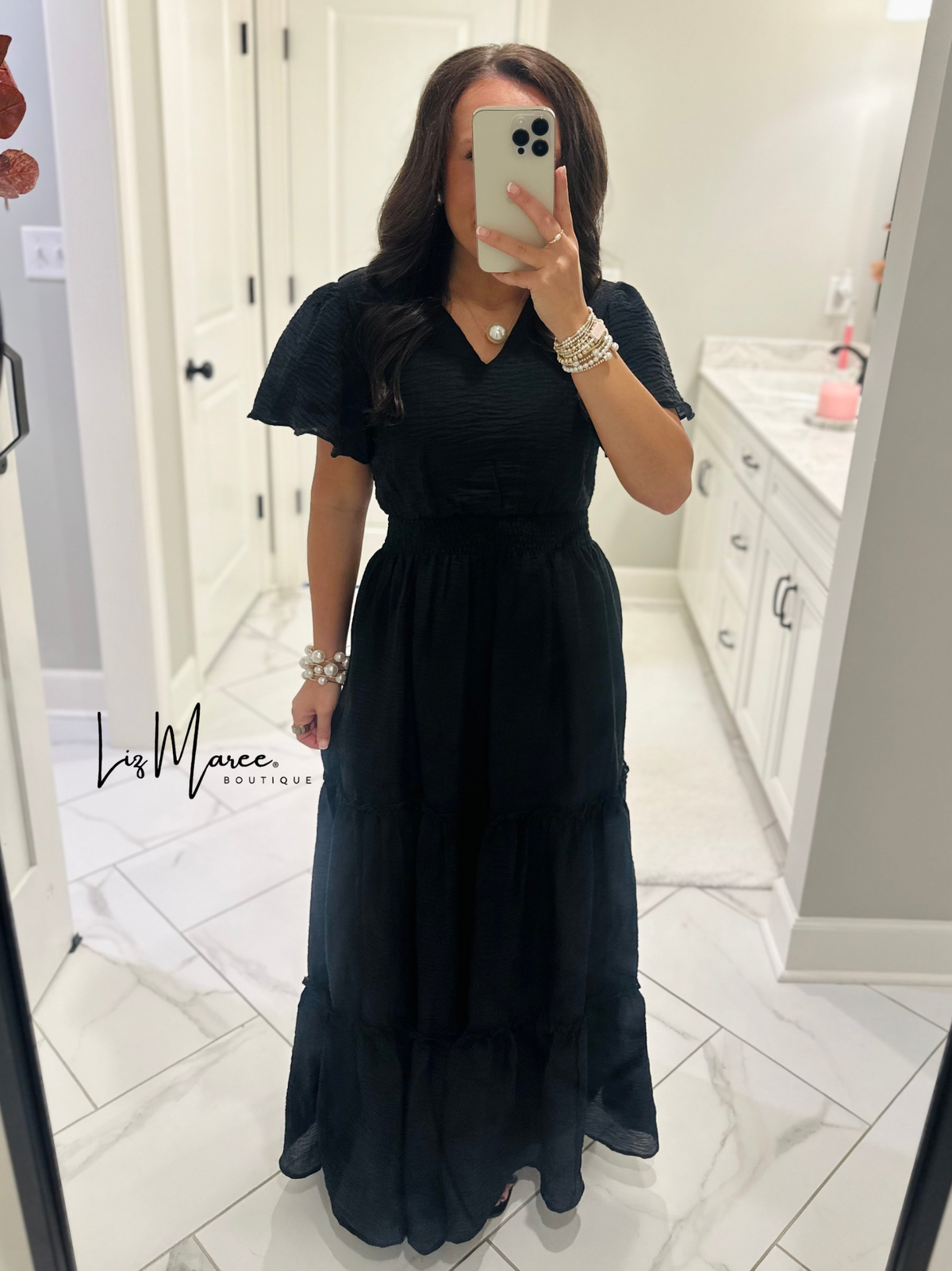 The Taylor Black Tiered Maxi Dress