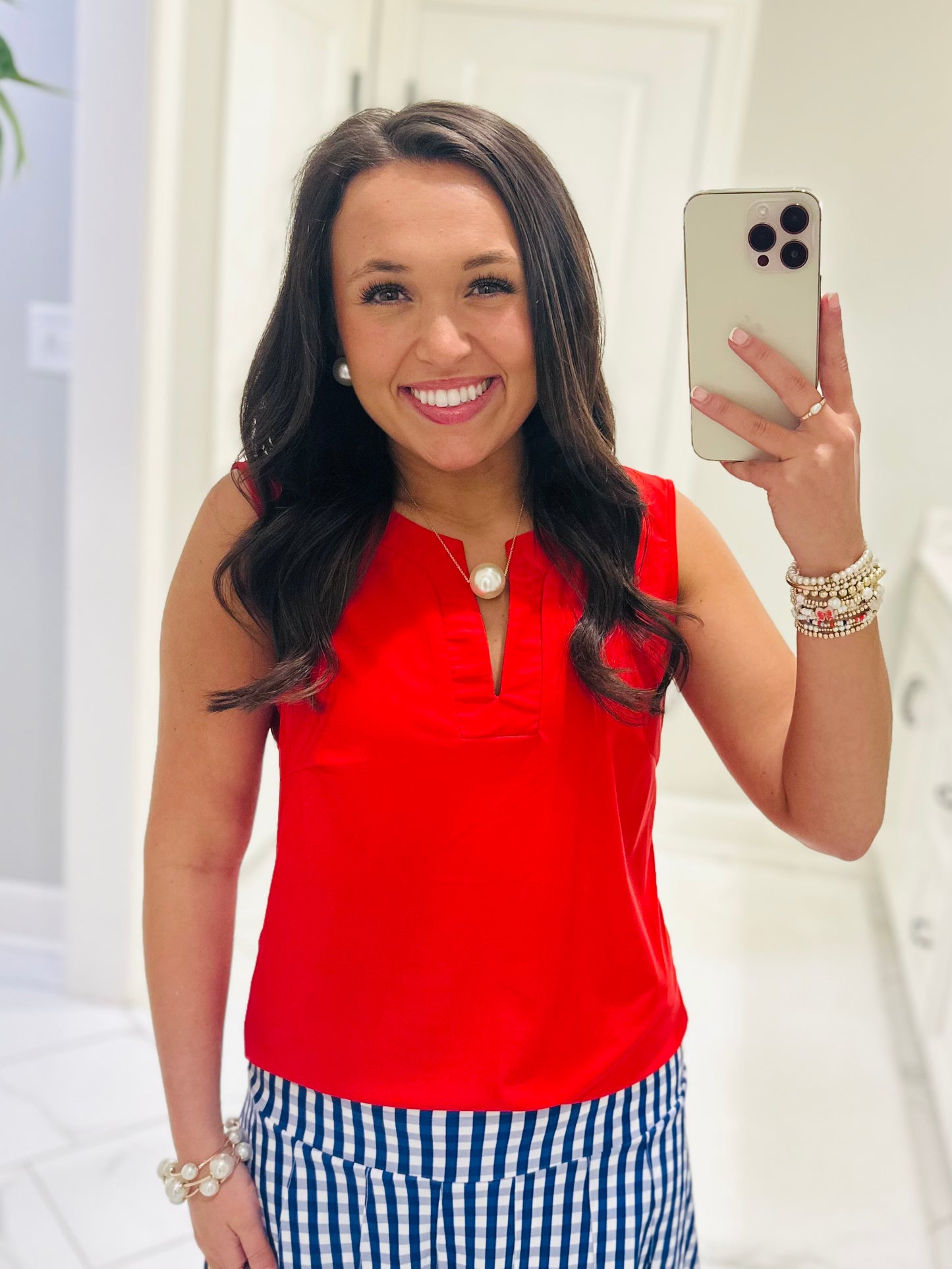 The Gina Red Sleeveless Top