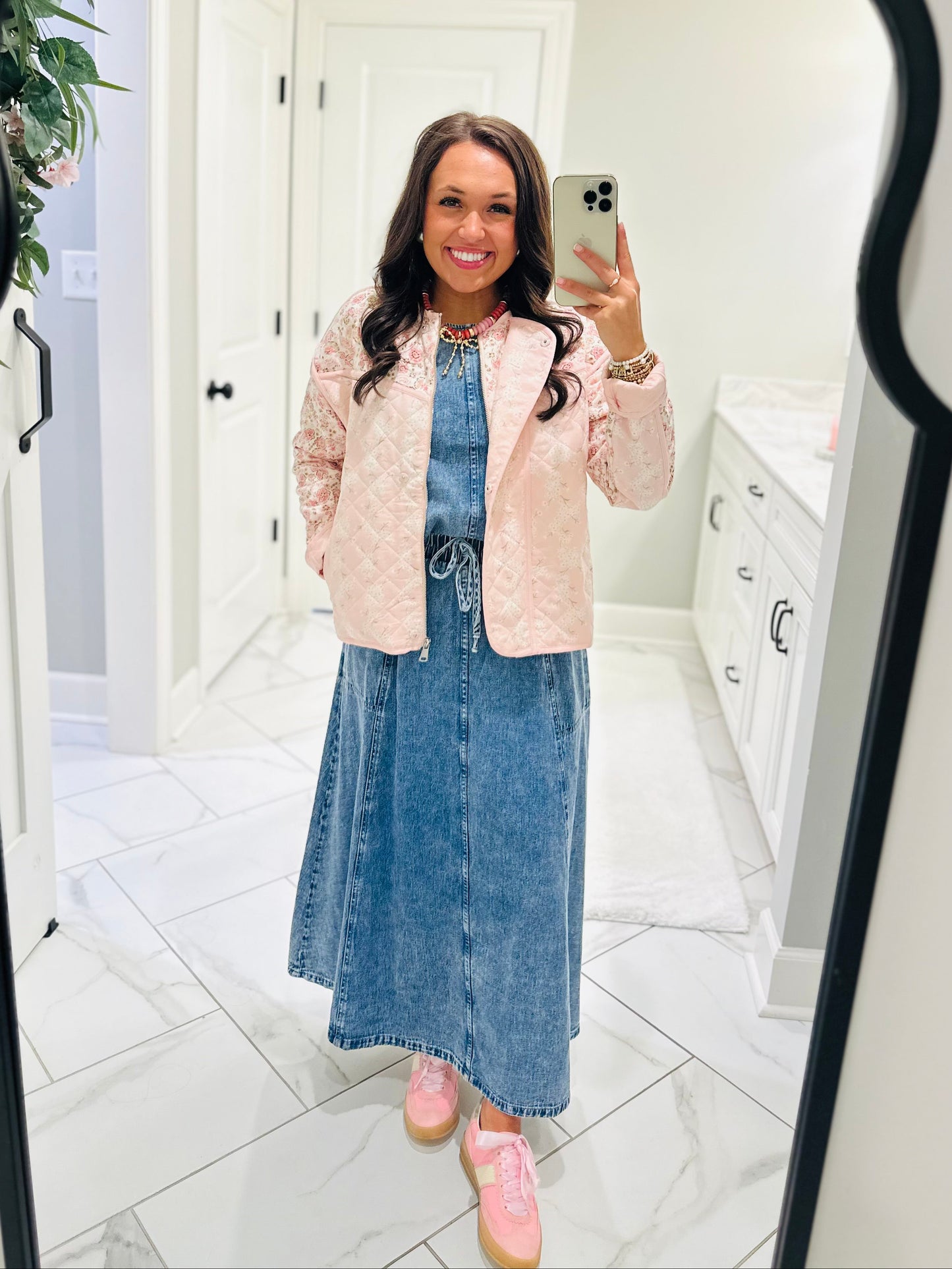 The Amelia Pink Floral Quilted Jacket