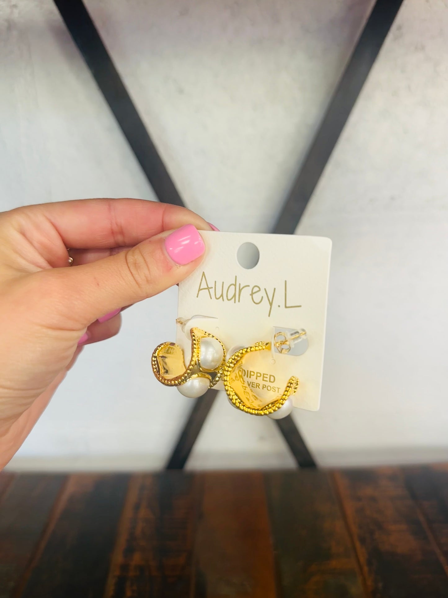 Vintage Pearl + Gold Hoop Earring