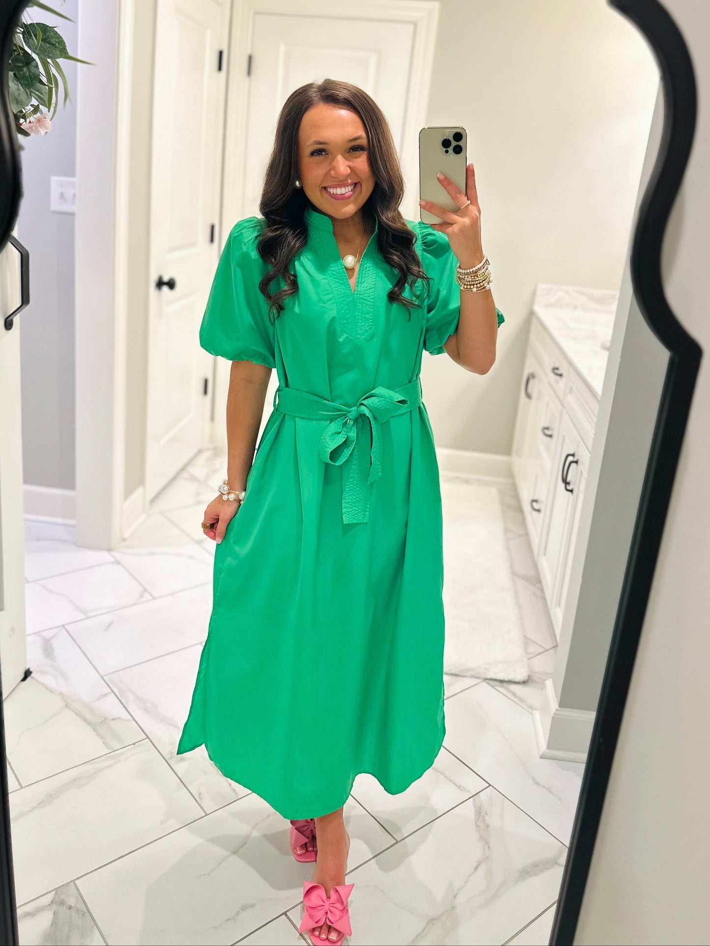 The Kaia Kelly Green Midi Dress