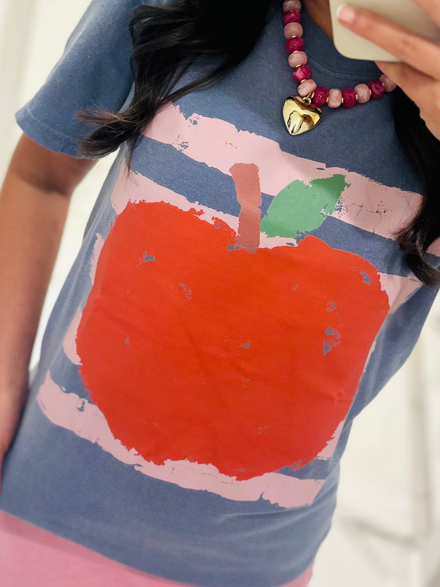 The Apple Pink Stripe Graphic Tee