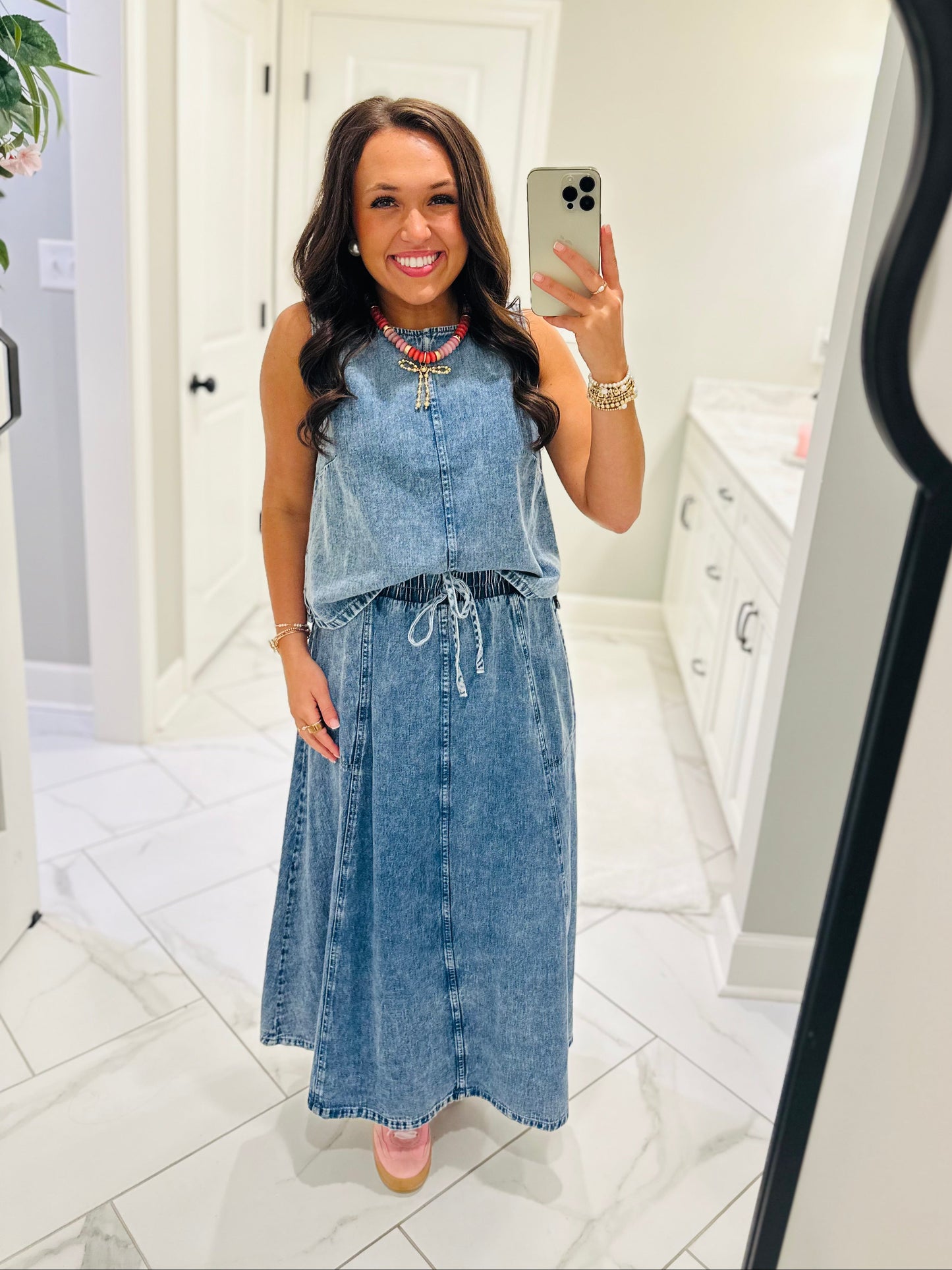 The Sadie Rae Denim Top + Skirt Set