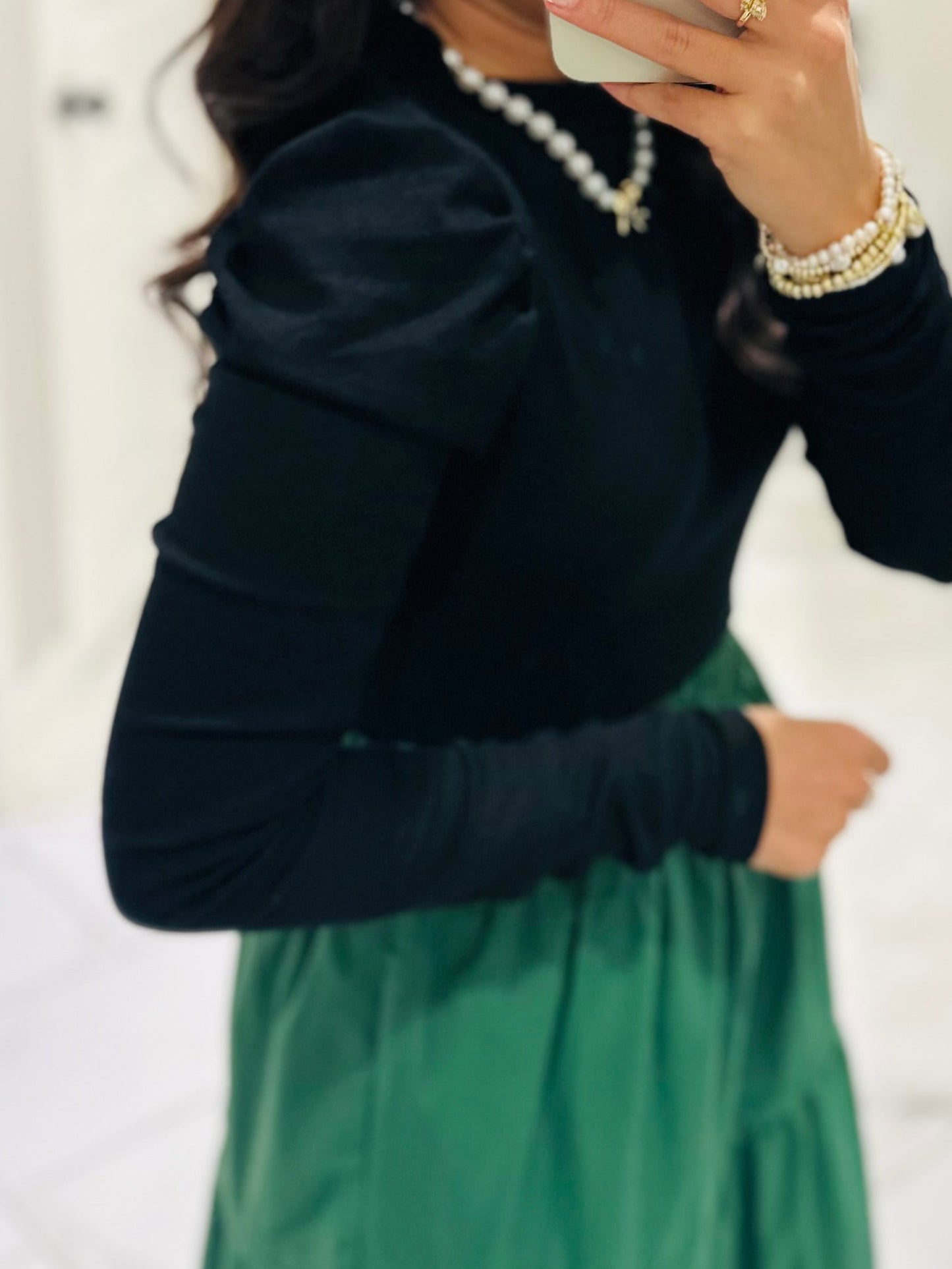 The Neva Black Puff Sleeve Top