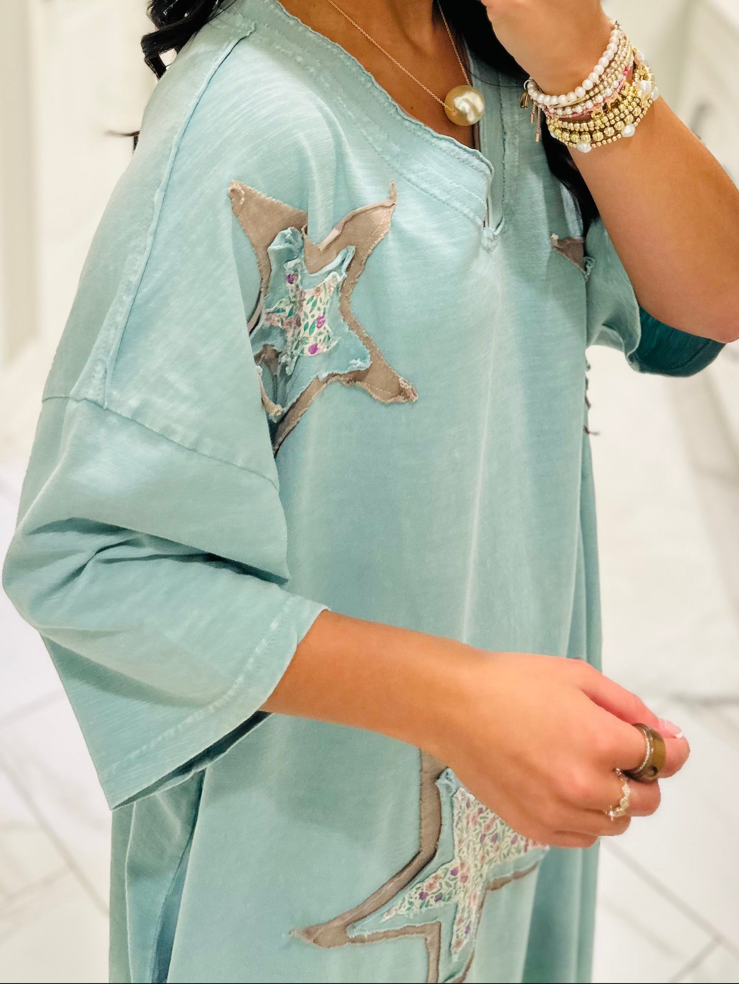 The Layla Dusty Sage Star Patch Maxi Dress