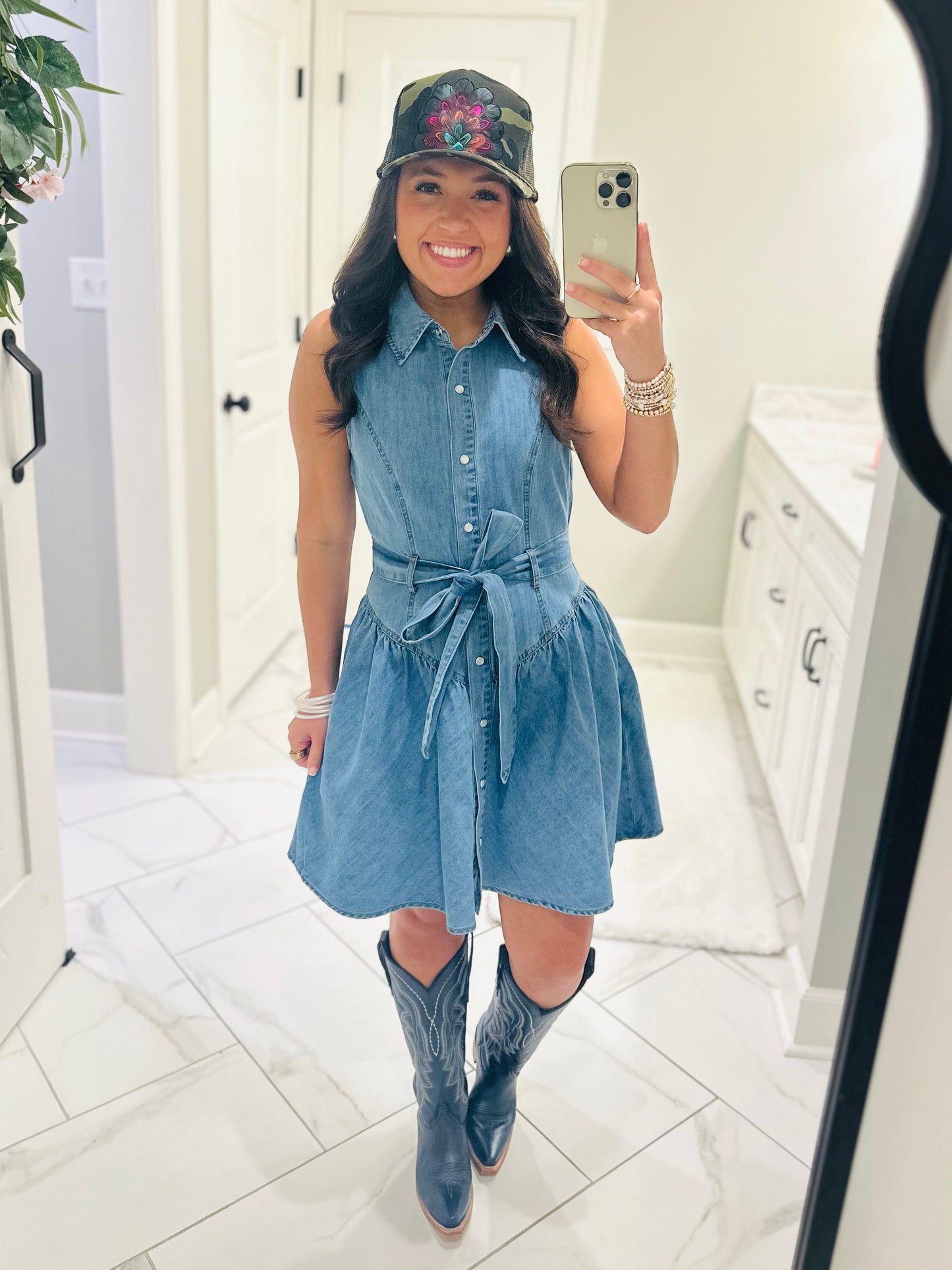 The Remi Denim Sash Belt Dress
