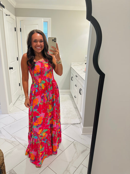 The Mera Floral Smocked Maxi Dress