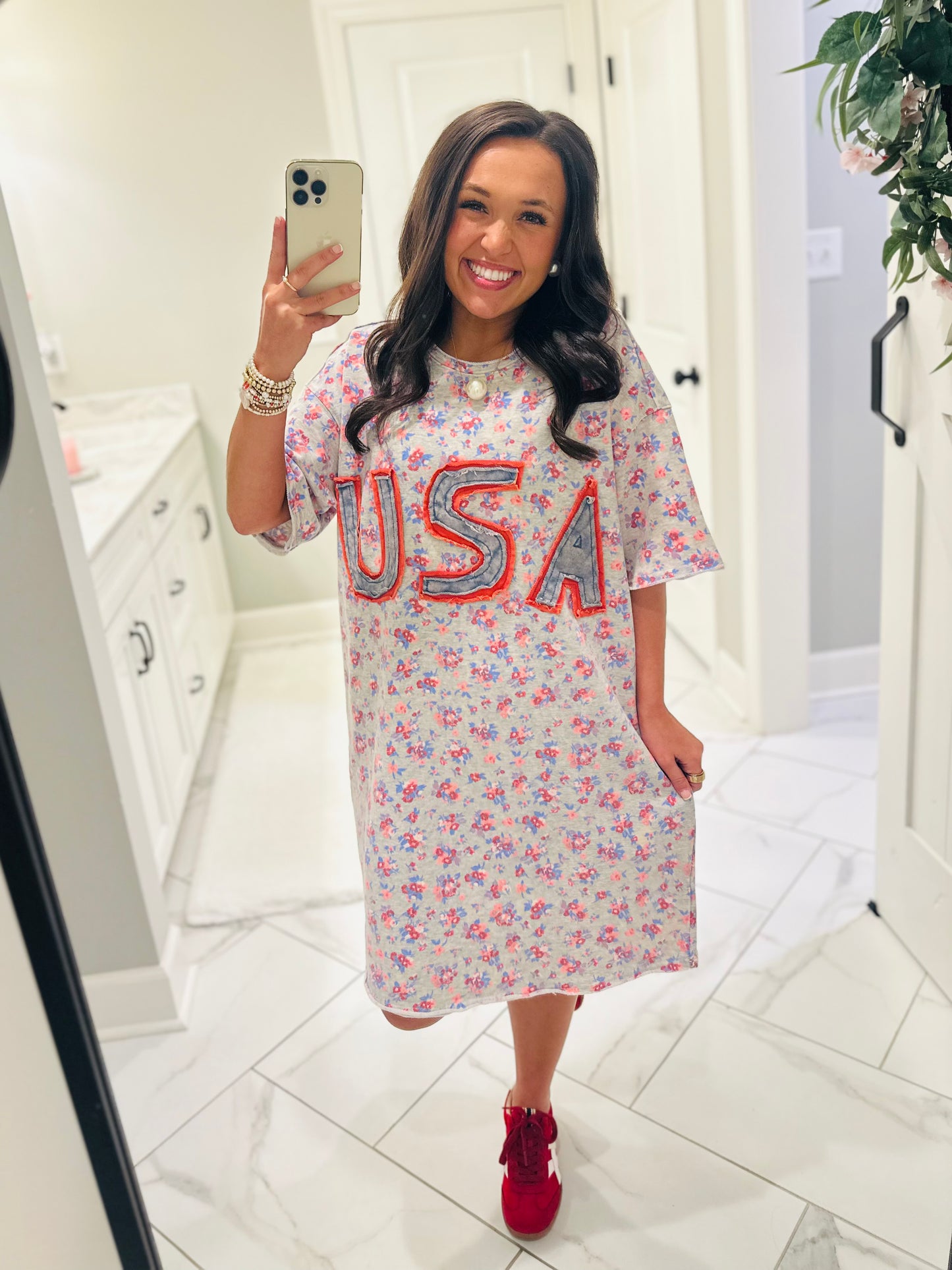 The Made in the USA Letter Patch Floral Dress