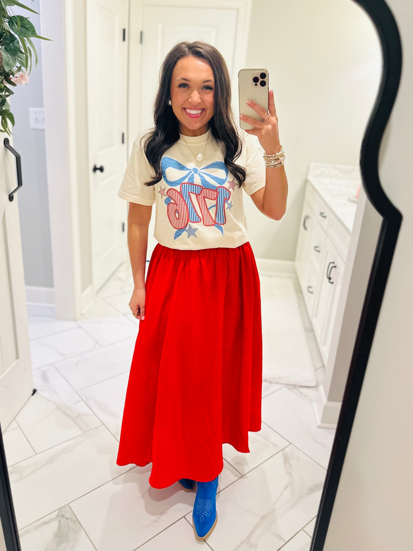 The Raya Red Midi Skirt