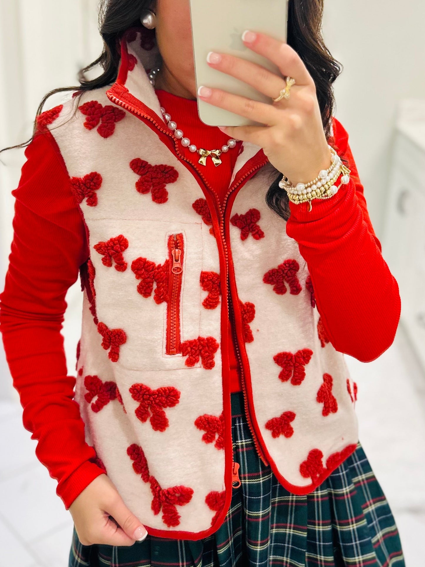 The Red Bow Fleece Vest