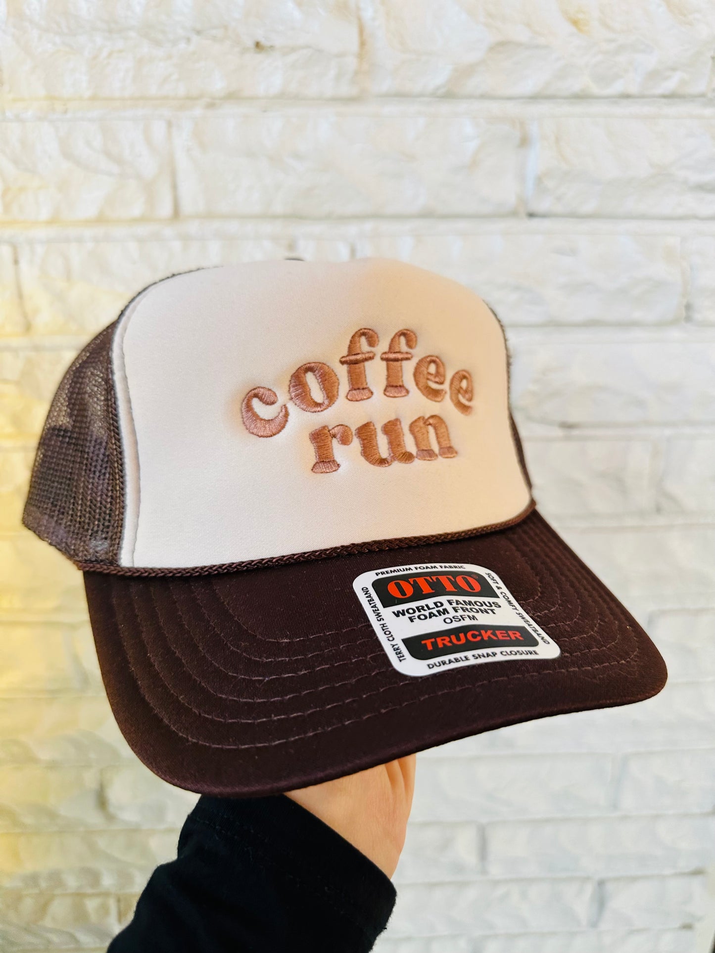 The Coffee Run Embroidered Trucker Hat