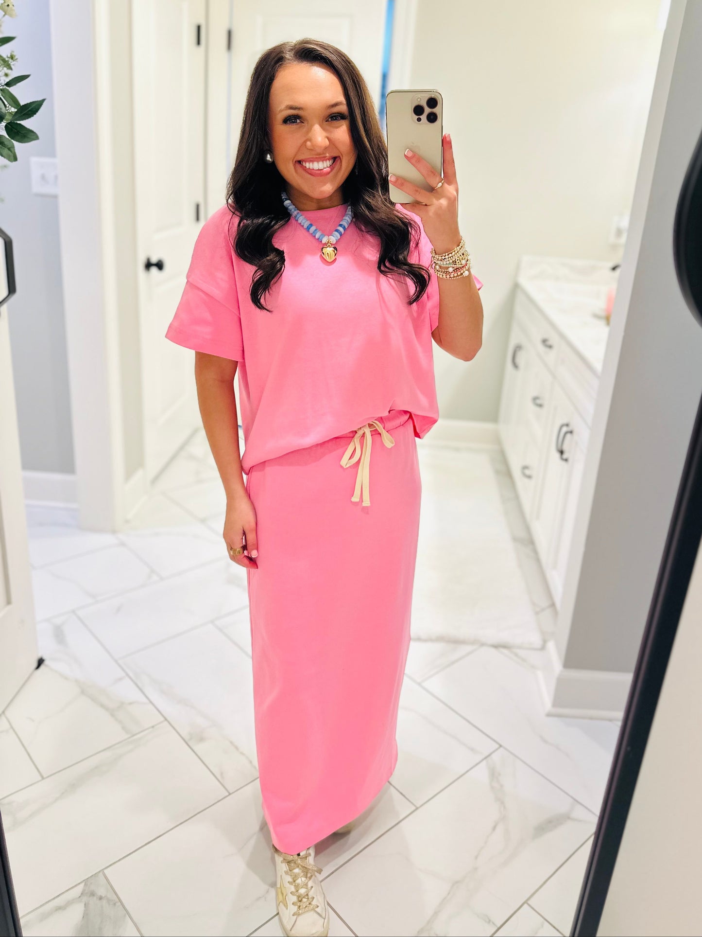 The Sonny Pink Knit Top + Skirt Set