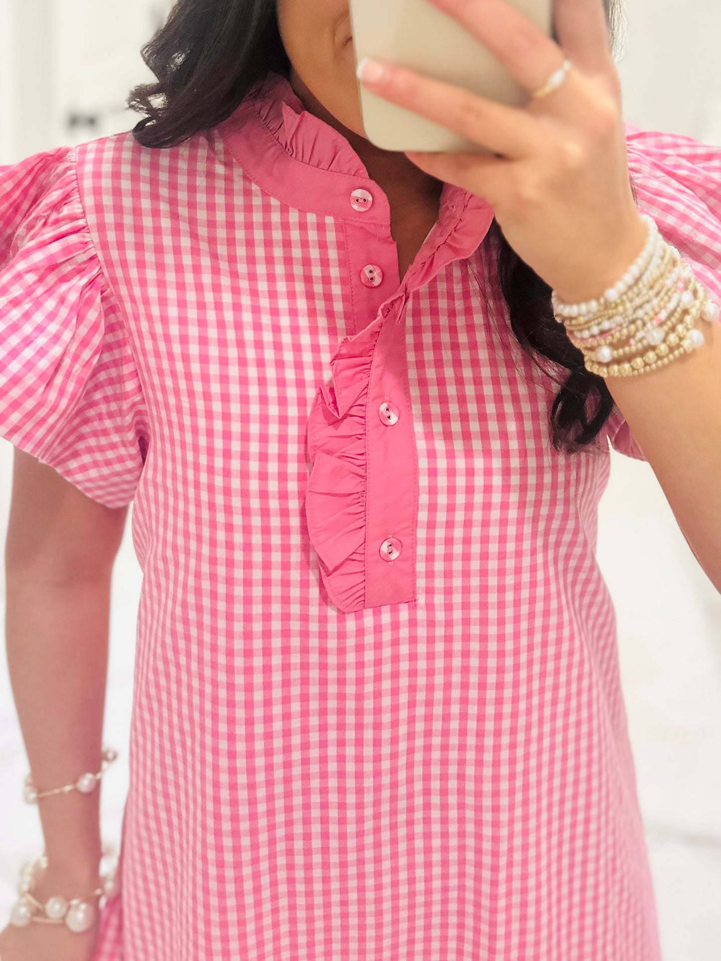 The Meg Pink Gingham Dress