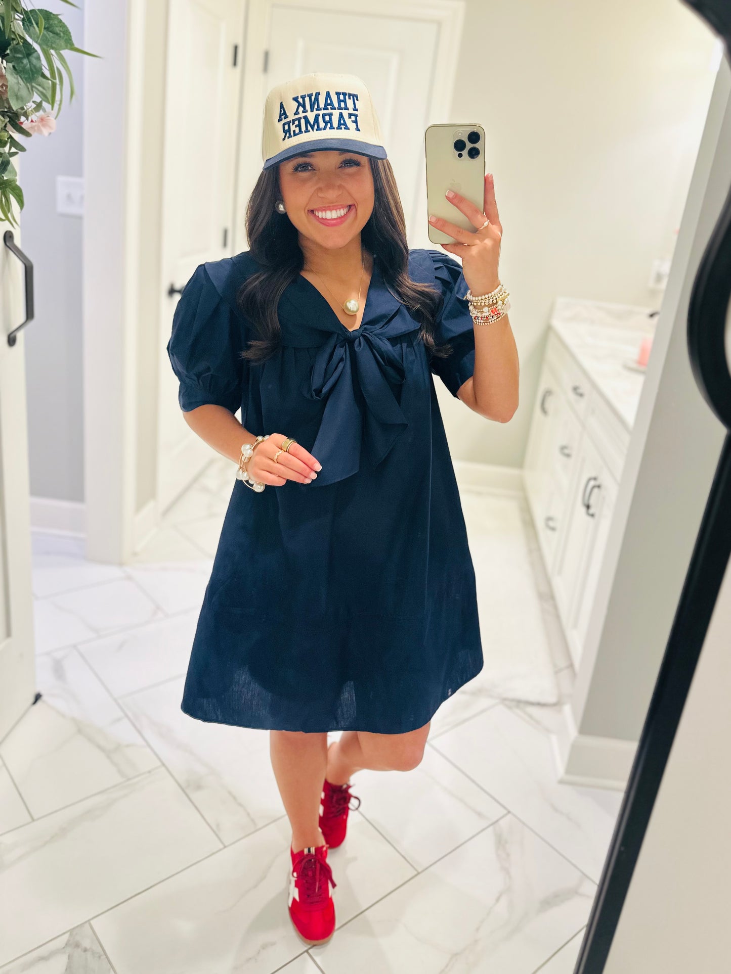 The Emmy Navy Bow Dress