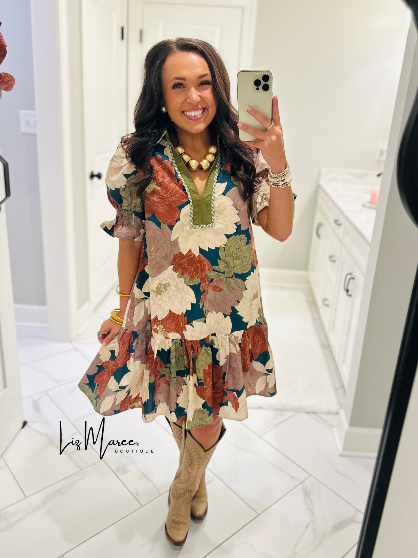 The Willow Teal Green Floral Dress