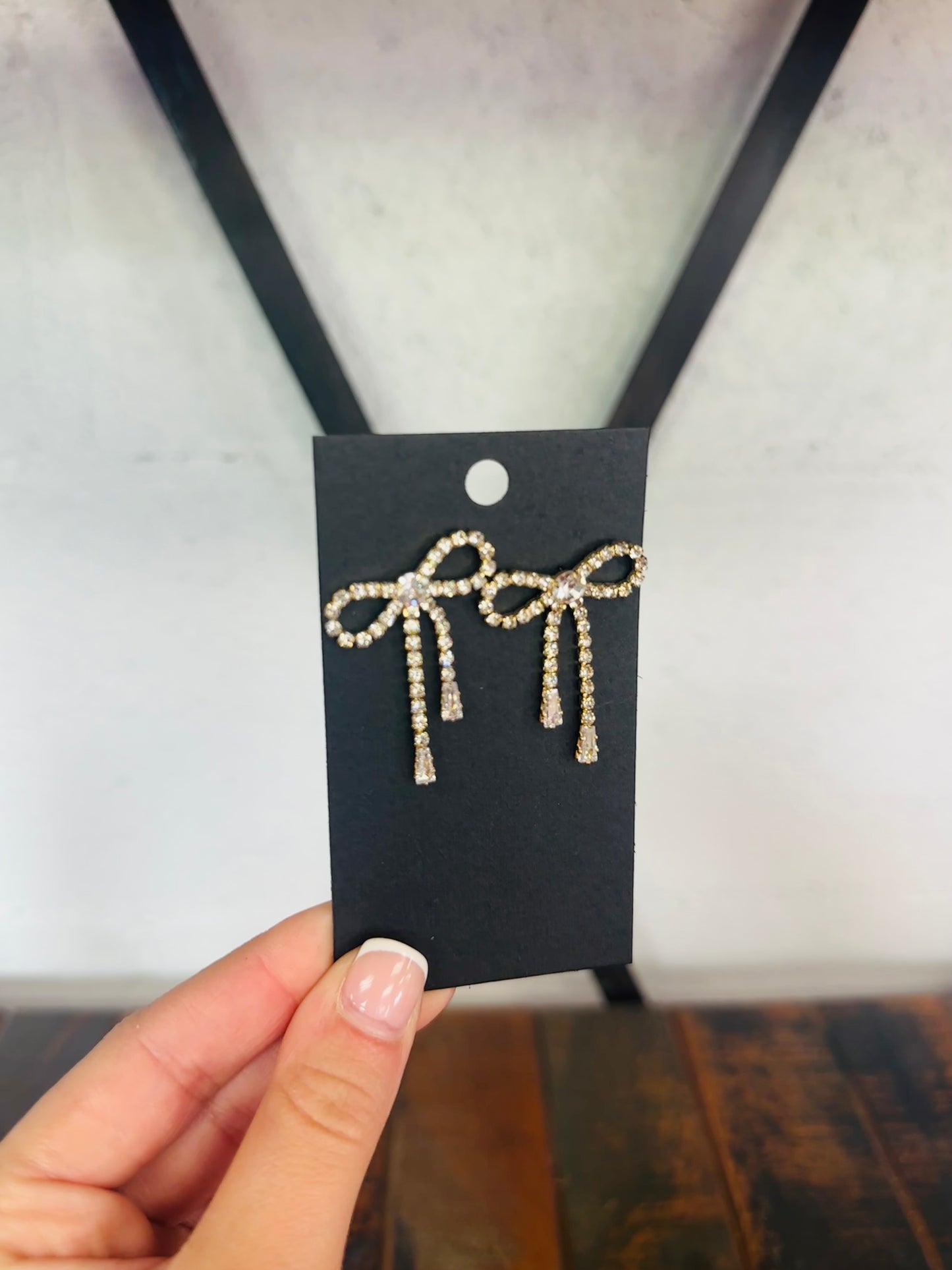 Rhinestone Bow Dangle Earring