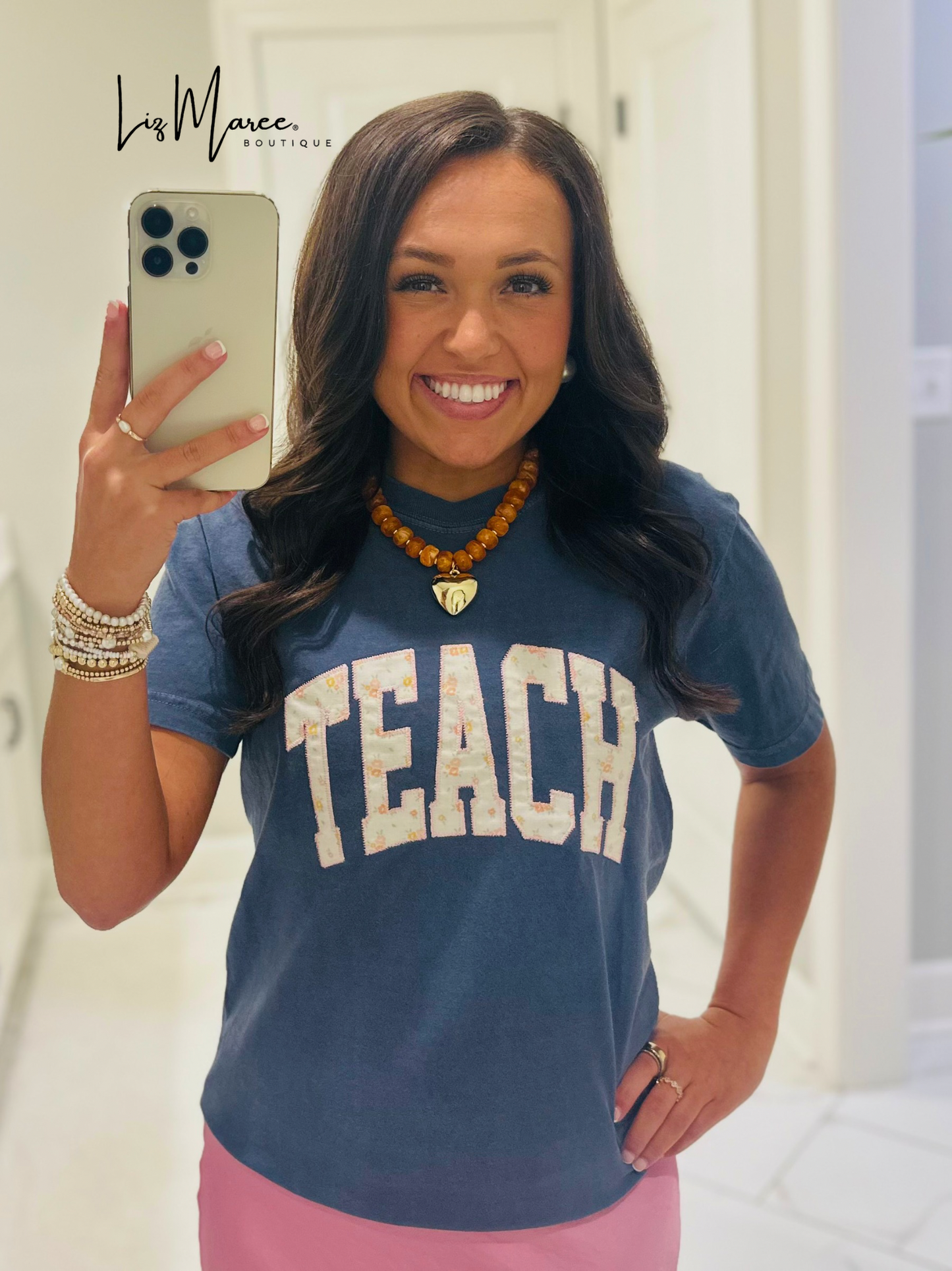 The Floral Teach Appliqué Embroidered Tee