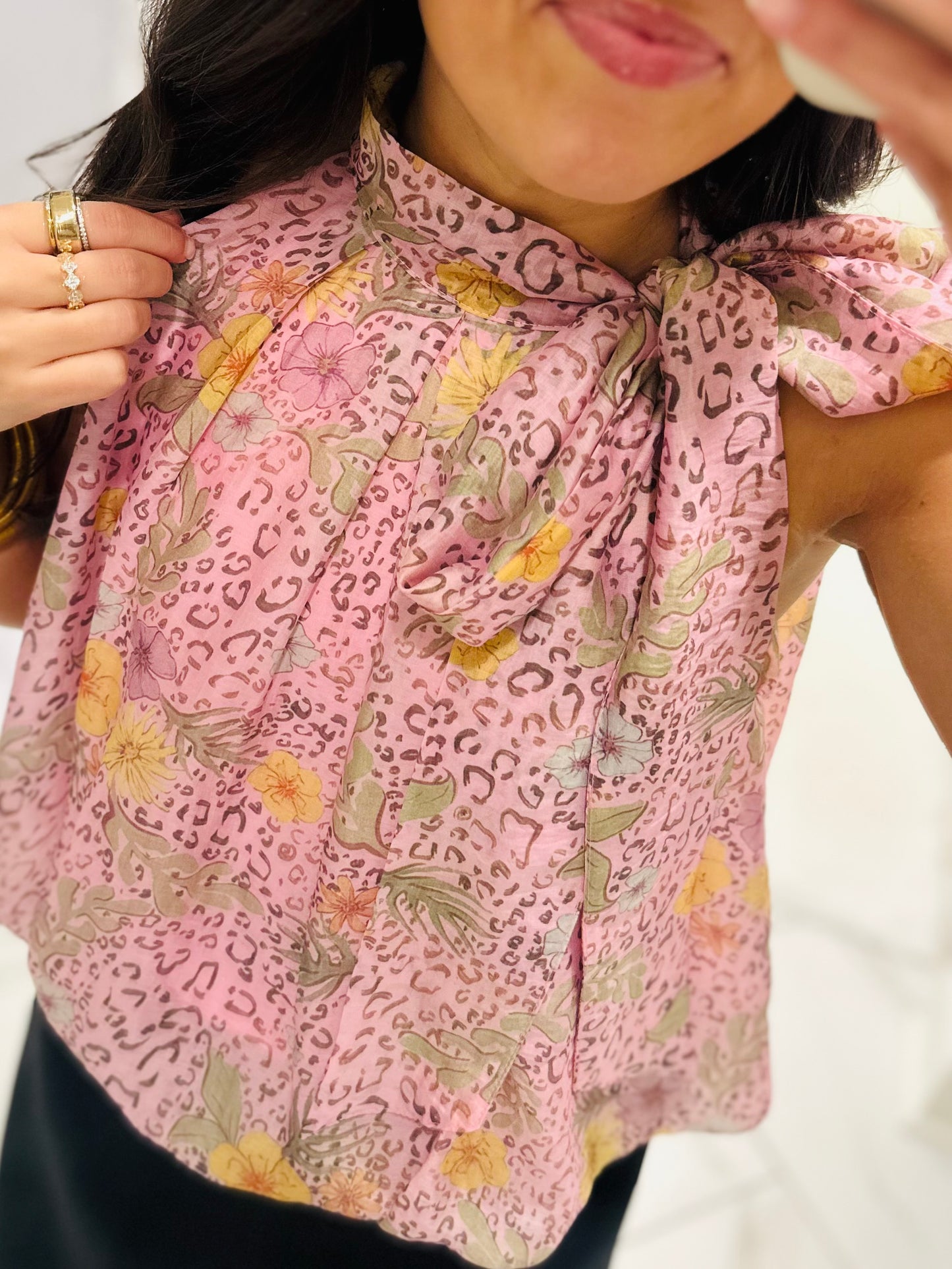 The Fable Pink Leopard Floral Top