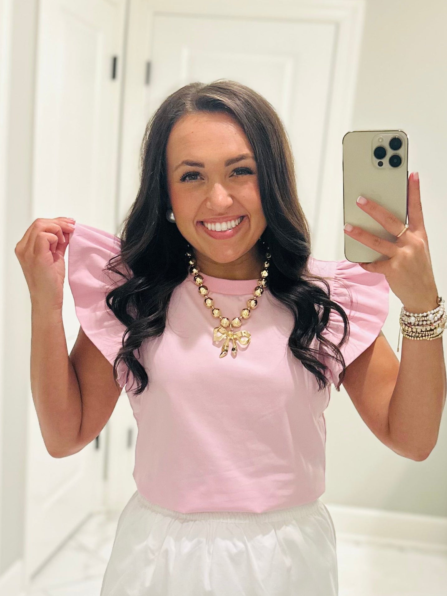 The Tillie Baby Pink Ruffled Sleeve Top