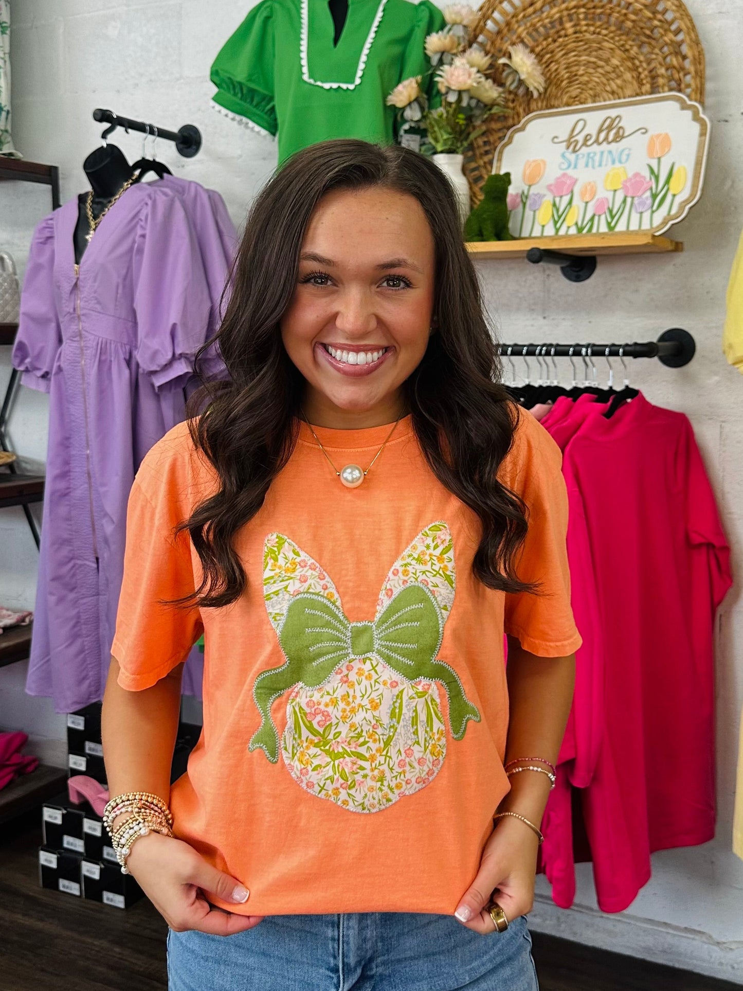 The Hippity Hoppity Bunny Bow Embroidered Tee