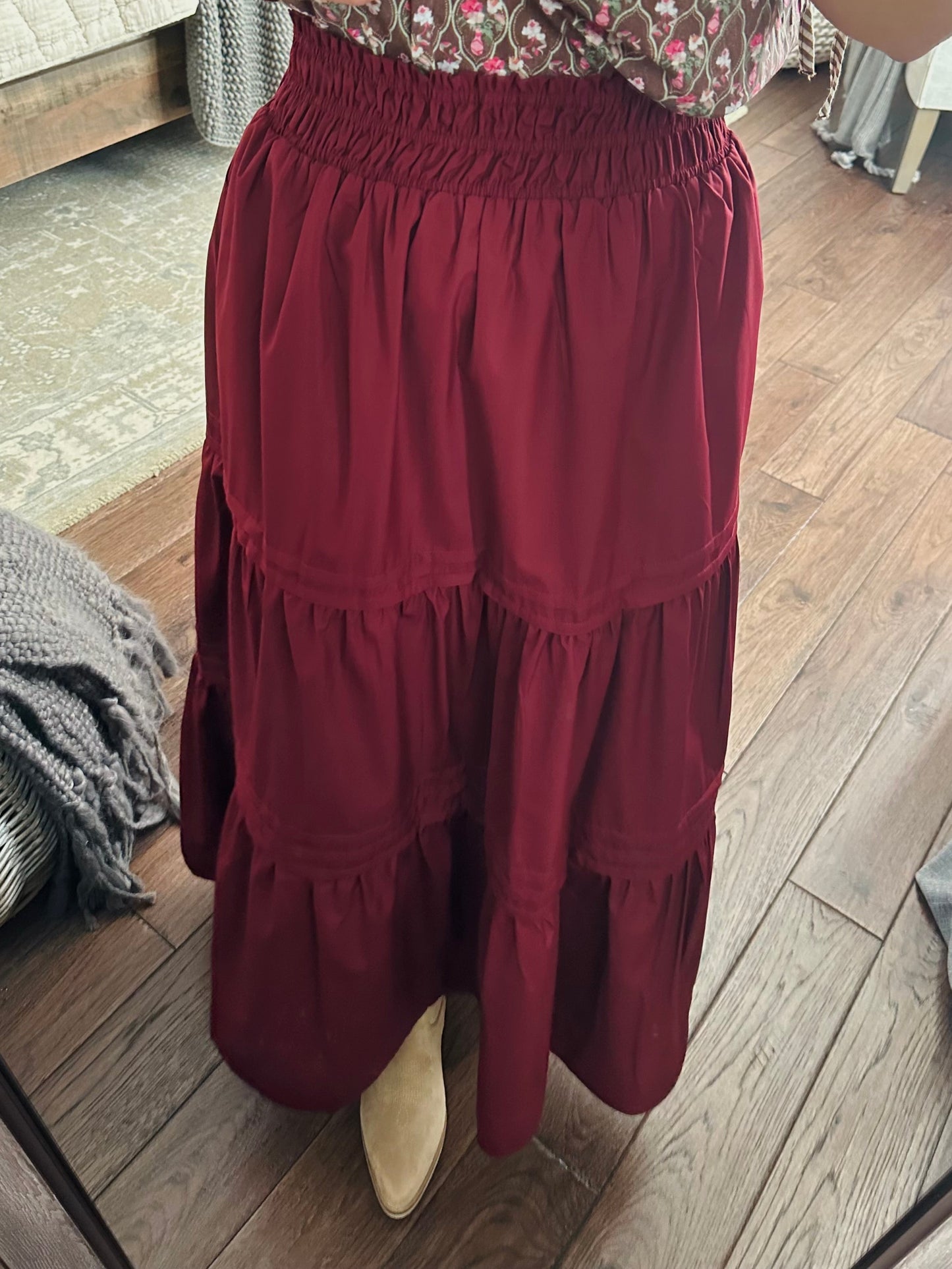 The Ruth Burgundy Maxi Skirt