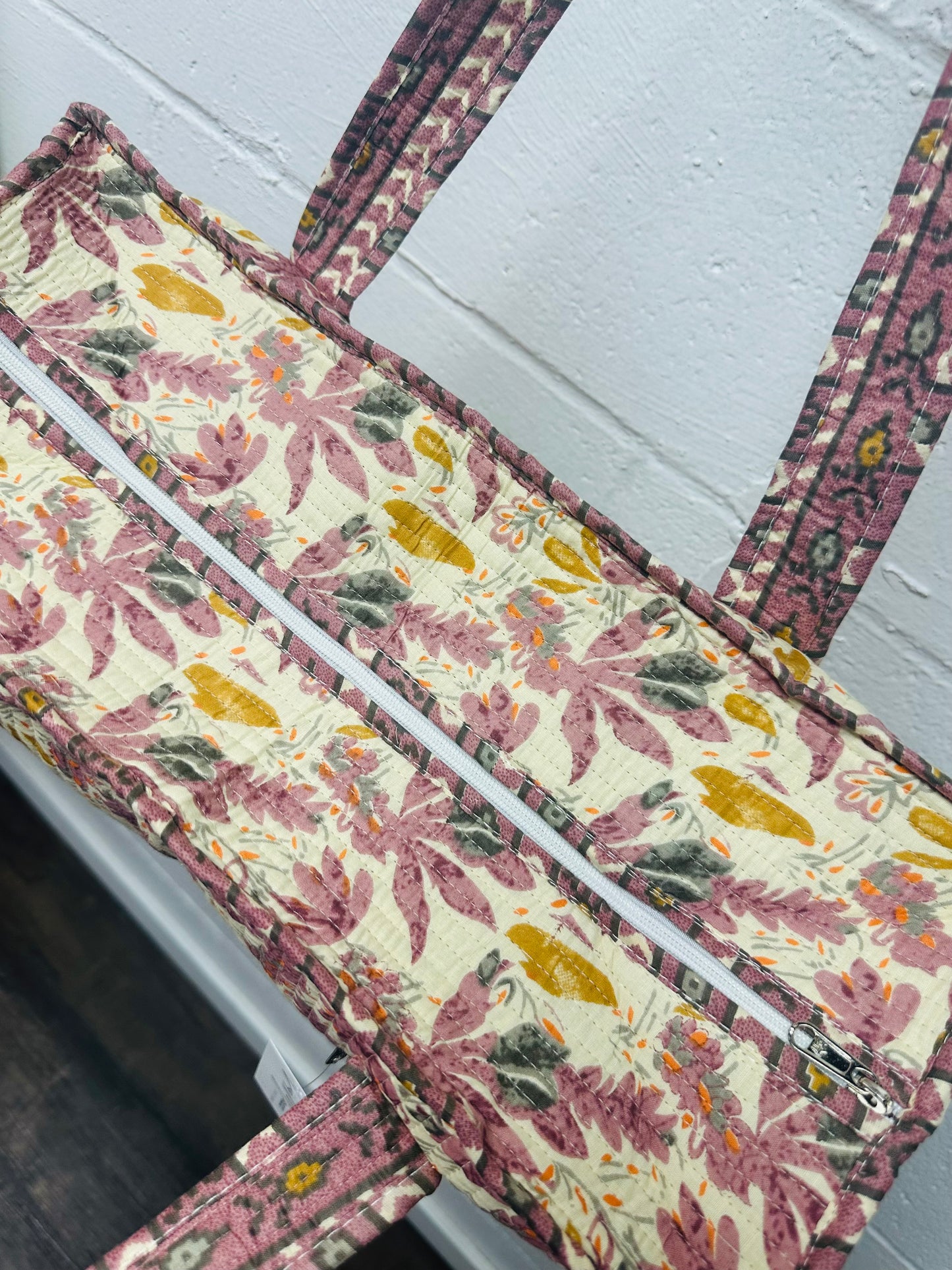 The Mauve Floral Quilted Tote Bag