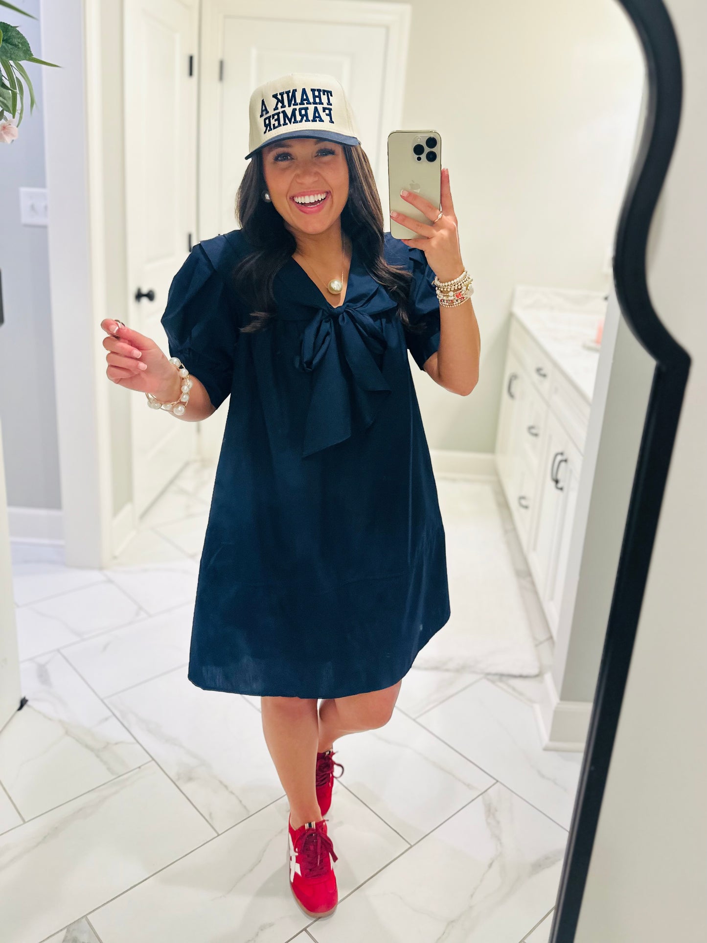 The Emmy Navy Bow Dress