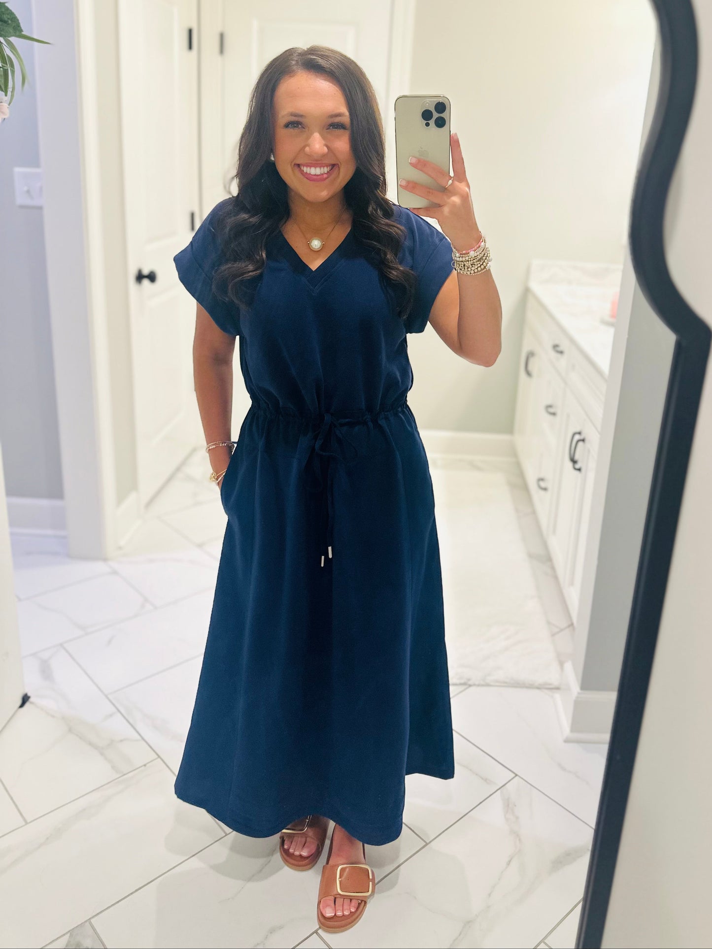 The Norah Navy Midi Dress