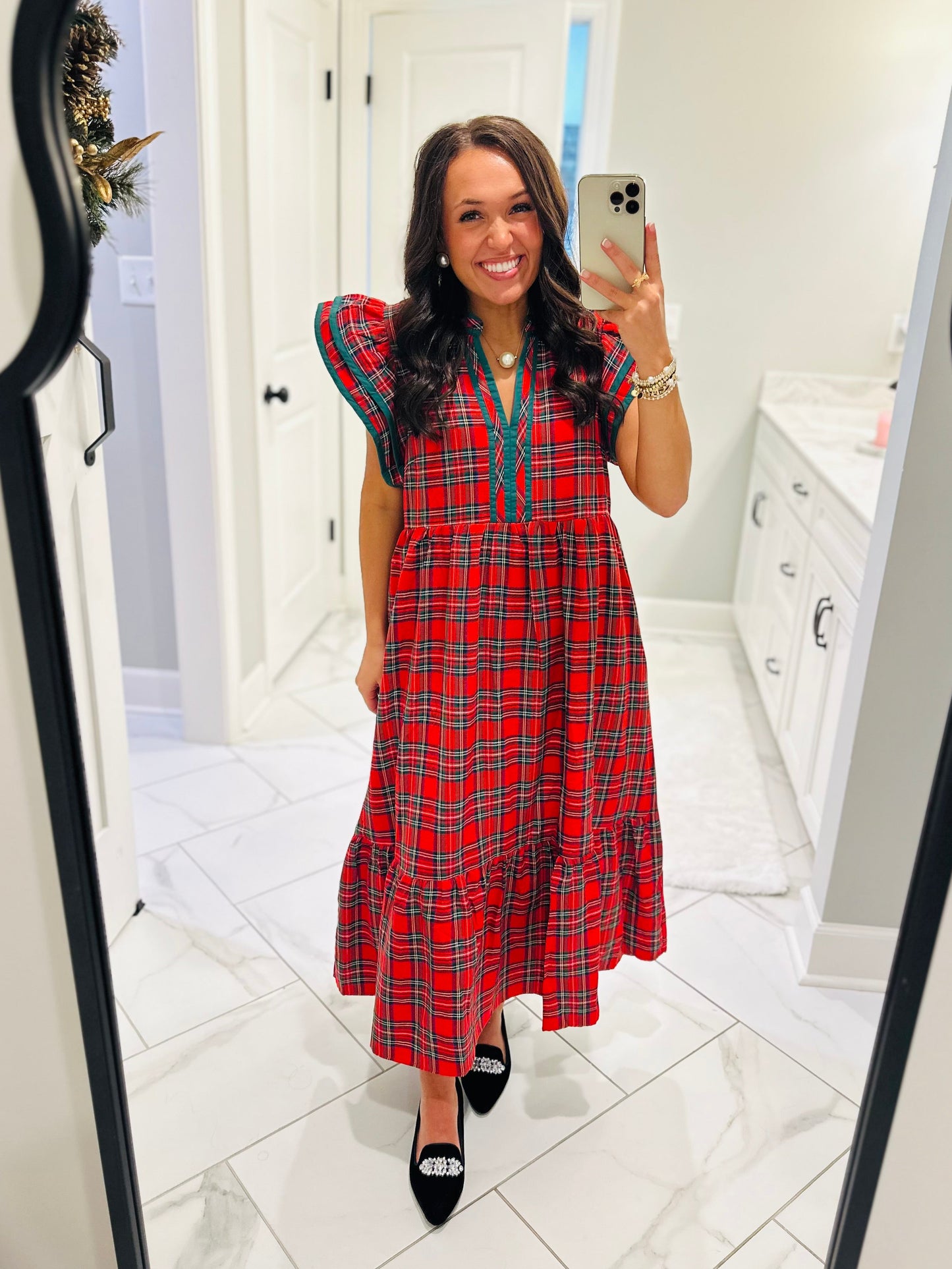 The Faith Holiday Plaid Midi Dress