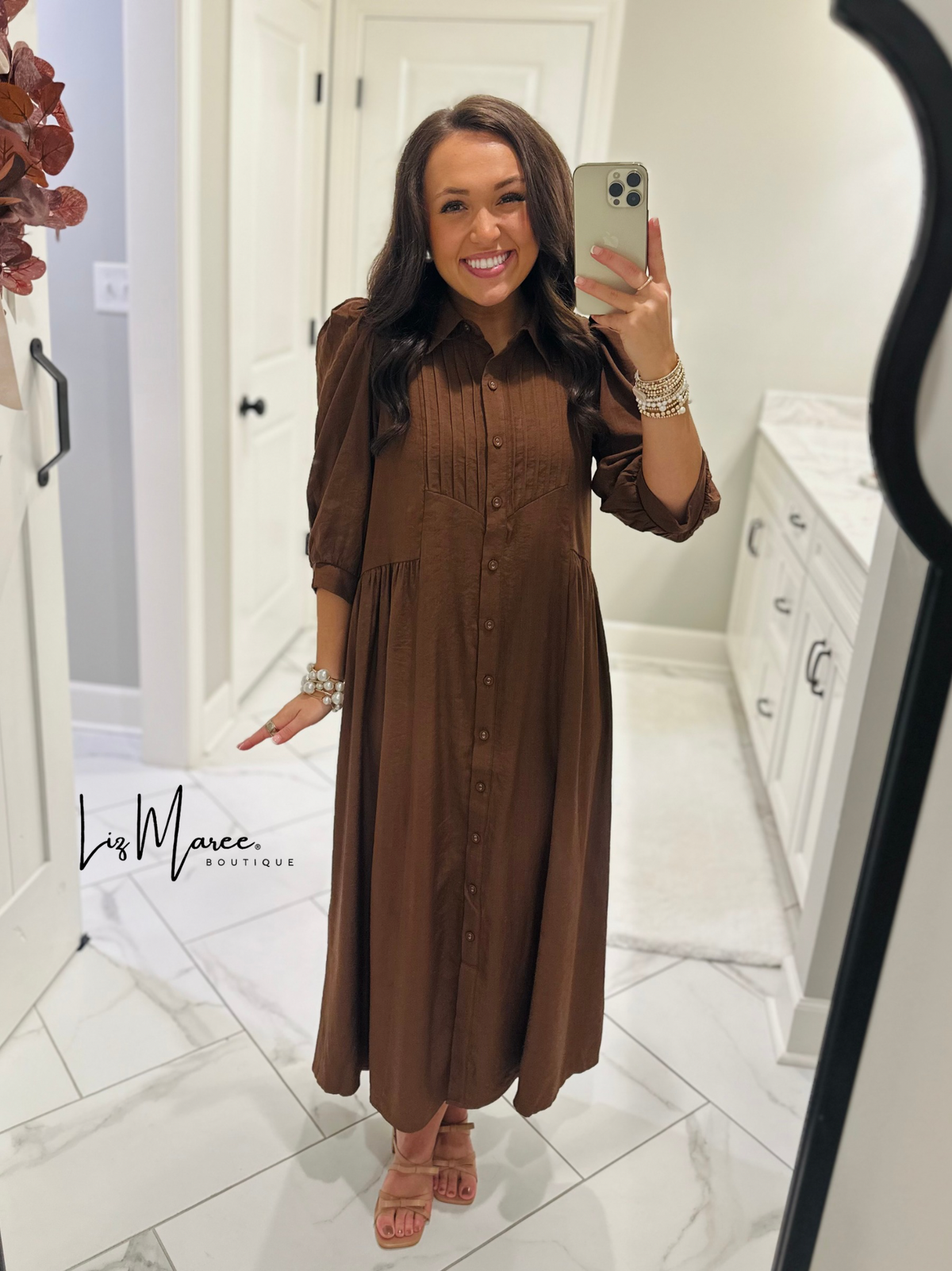 The Rowan Brown Midi Dress